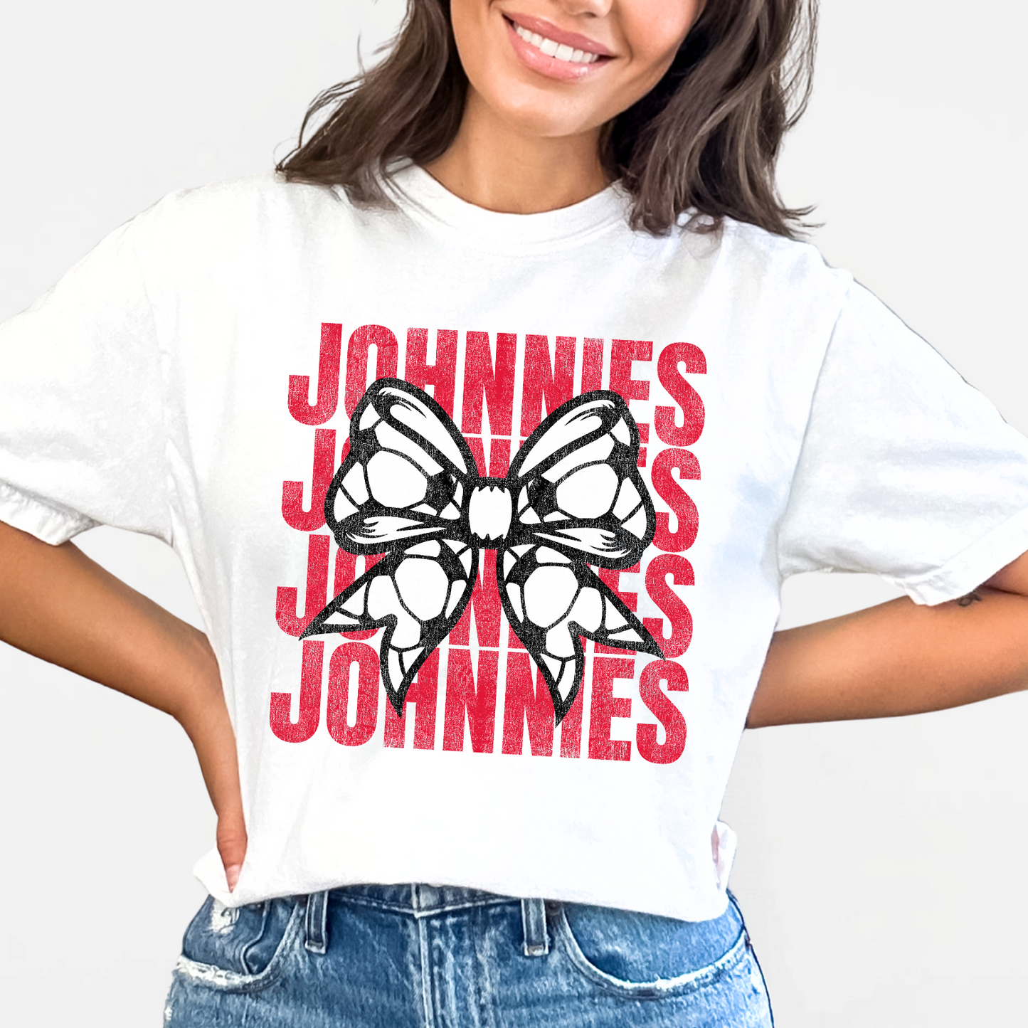 JYAA: Johnnies Soccer Bow *distressed* T-Shirt
