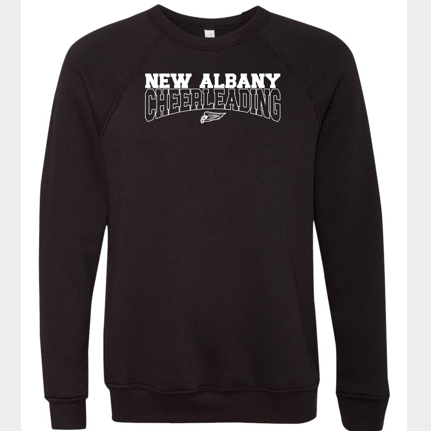 NAYCHEER: New Albany Cheerleading Raglan Crew Sponge Fleece Sweatshirt