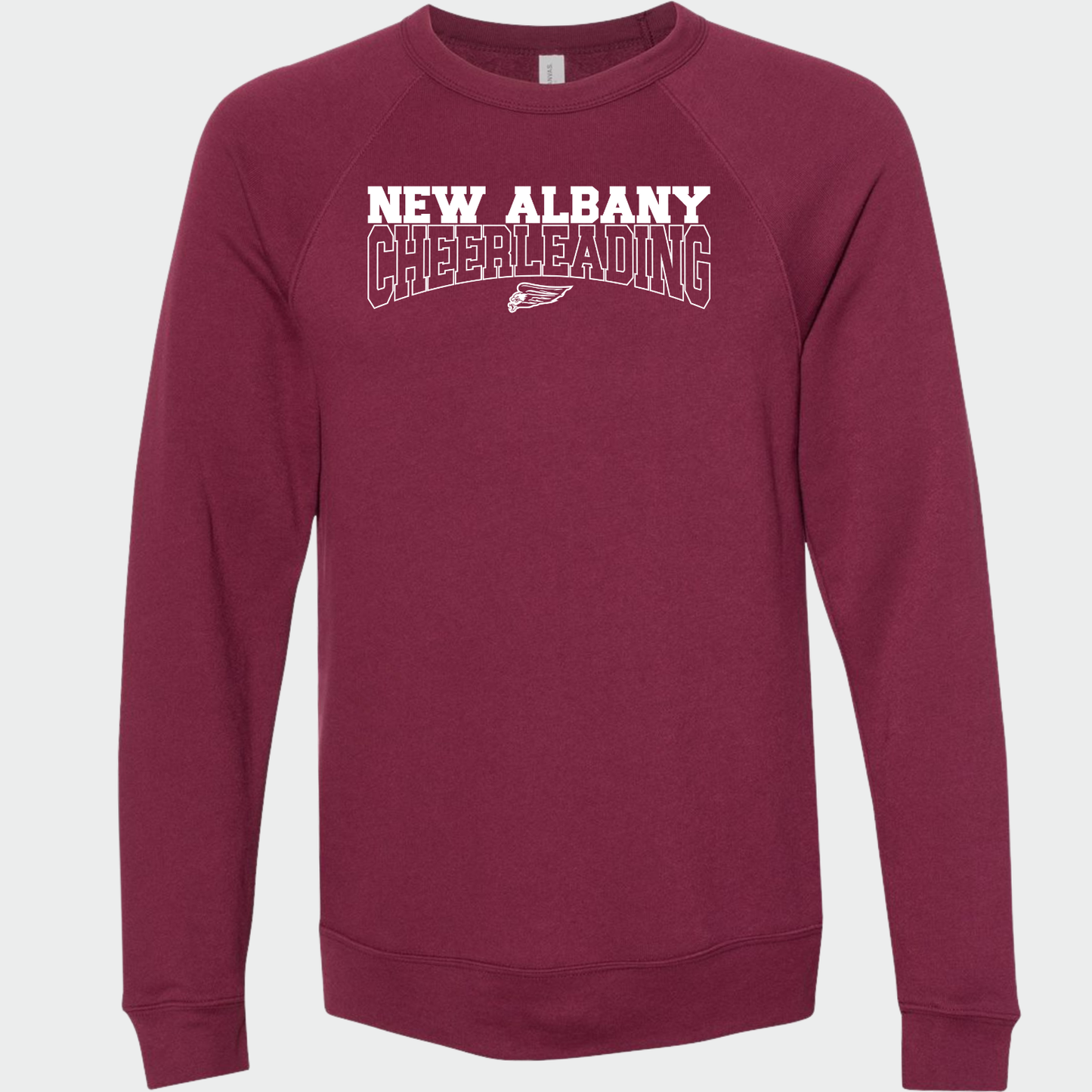 NAYCHEER: New Albany Cheerleading Raglan Crew Sponge Fleece Sweatshirt