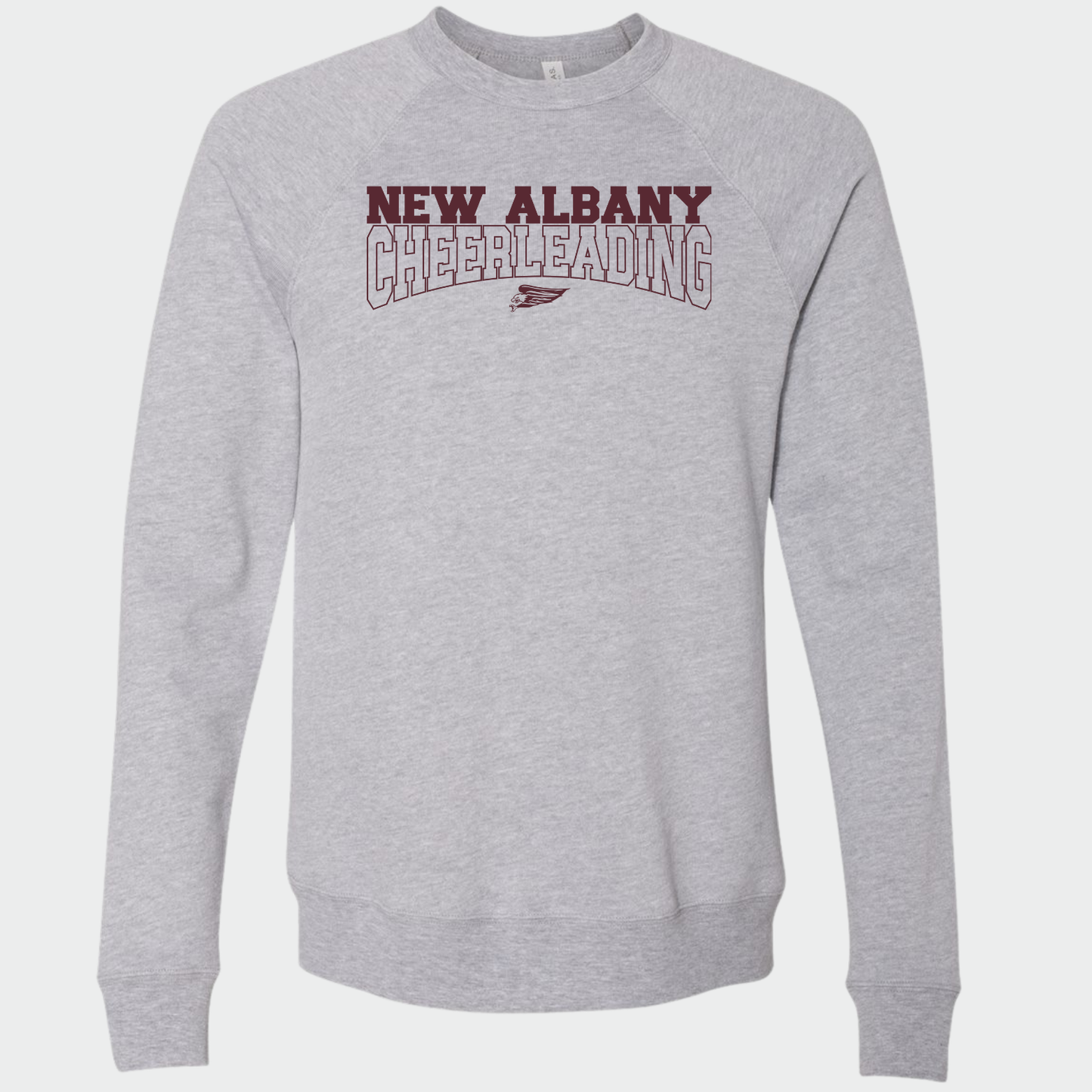 NAYCHEER: New Albany Cheerleading Raglan Crew Sponge Fleece Sweatshirt