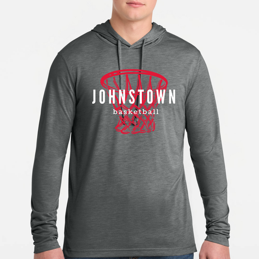 JYAA: Johnstown Basketball Net Long Sleeve, Hooded Triblend Tech T-Shirt