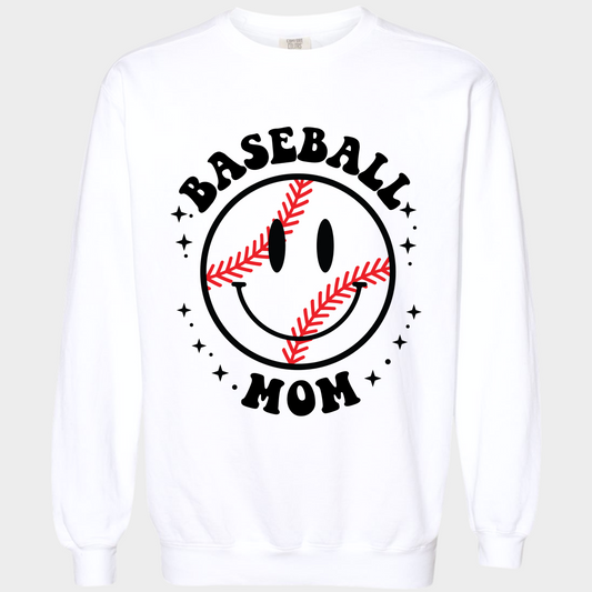 Baseball: Baseball Mom Smiley Sweatshirt