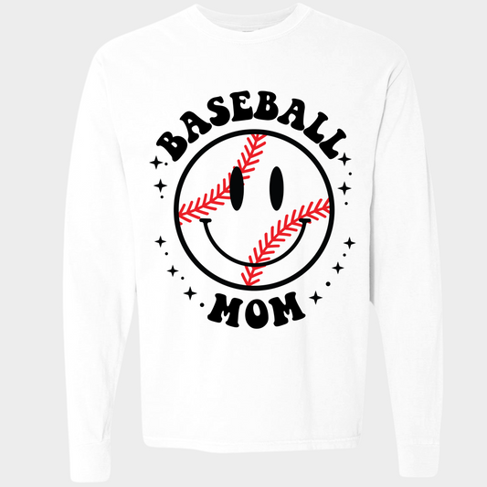 Baseball: Baseball Mom Smiley Long Sleeve T-Shirt