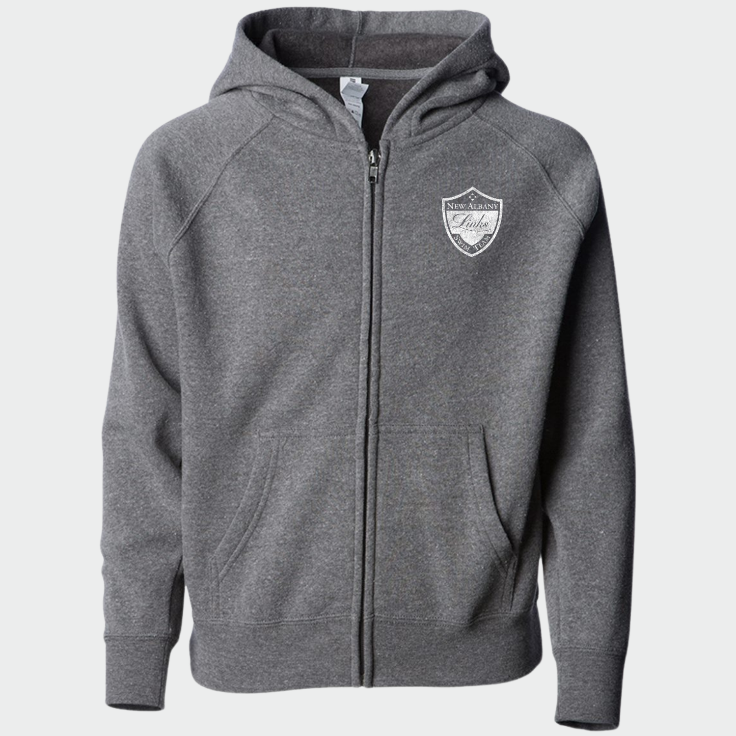 LINKSWIM: Distressed Crest Full Zip Hooded Sweatshirt