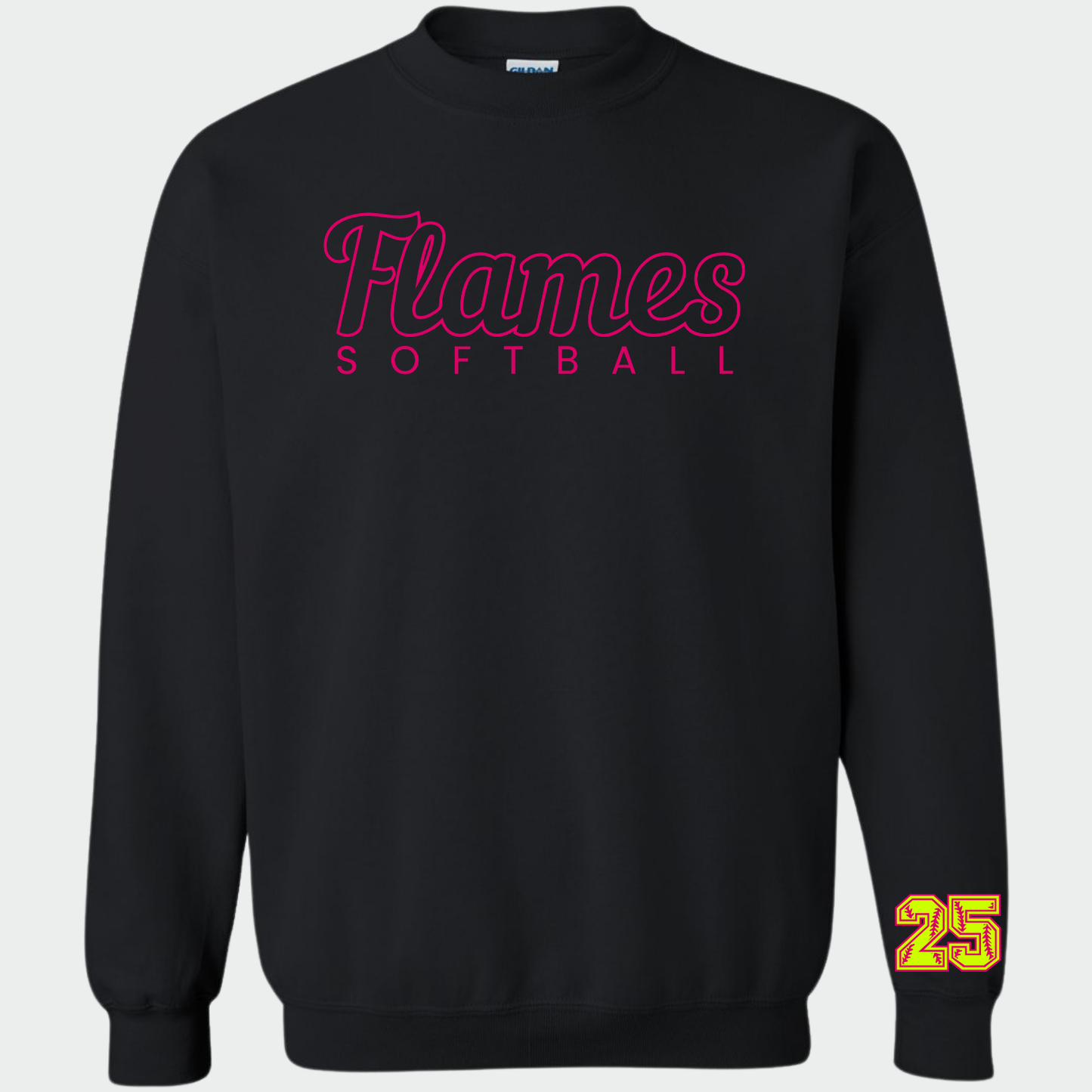 Flames Softball: *Personalized Sleeve* Crew Sweatshirt