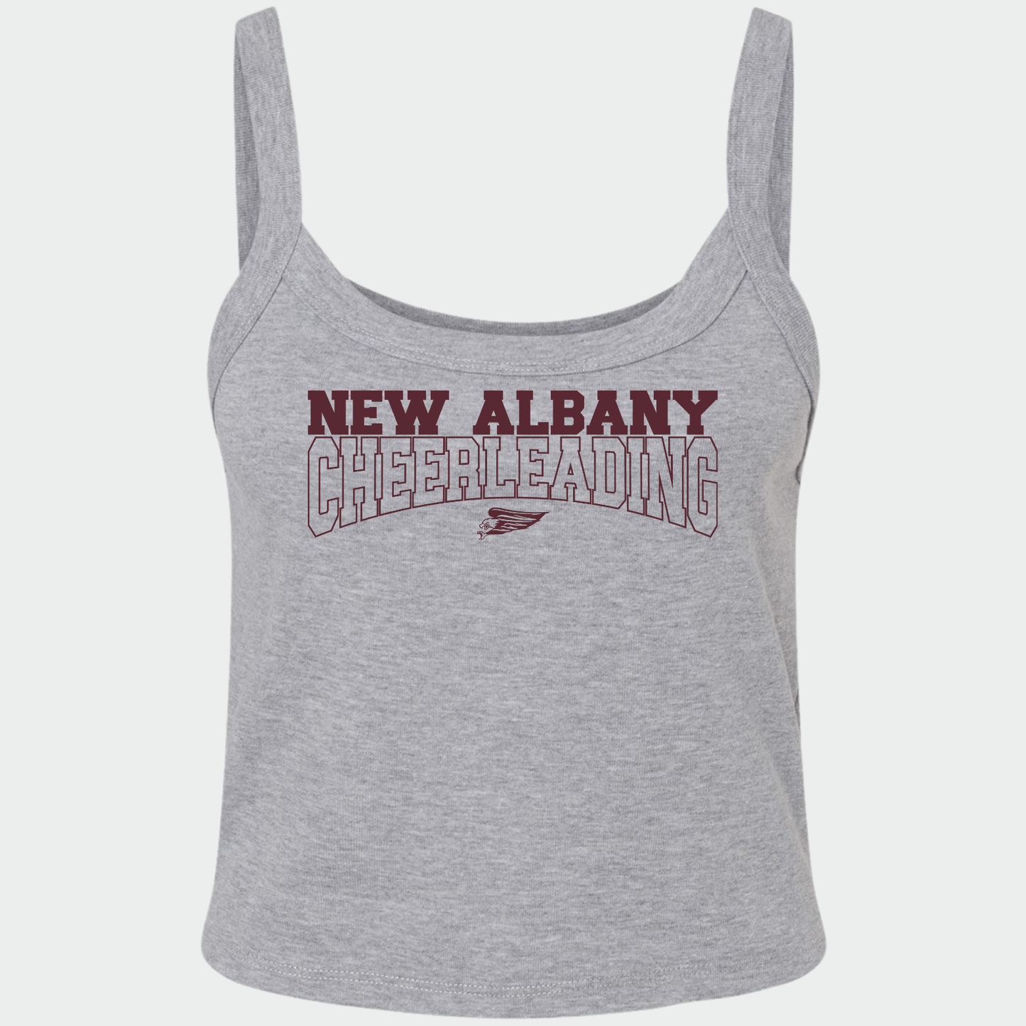 NAYCHEER: New Albany Cheerleading Women's Cropped Spaghetti Strap Tank Top
