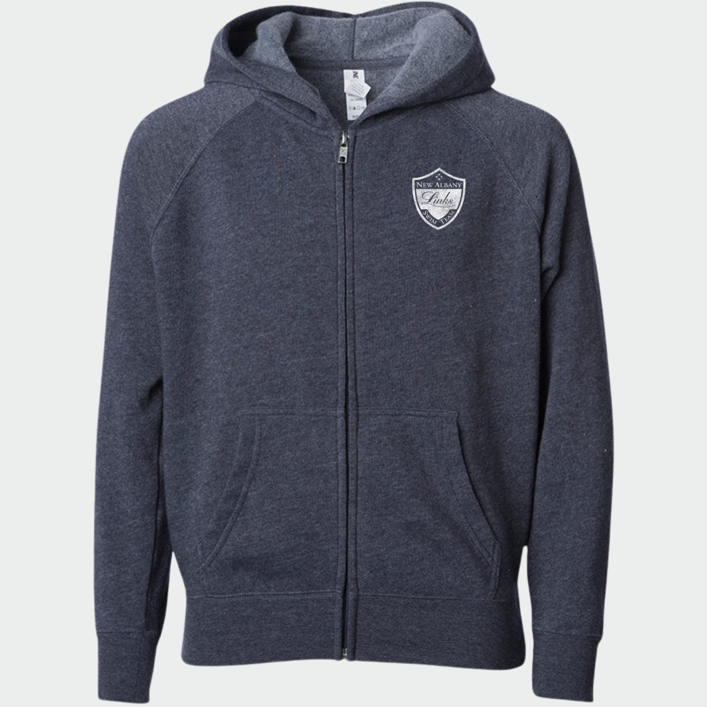 LINKSWIM: Distressed Crest Full Zip Hooded Sweatshirt