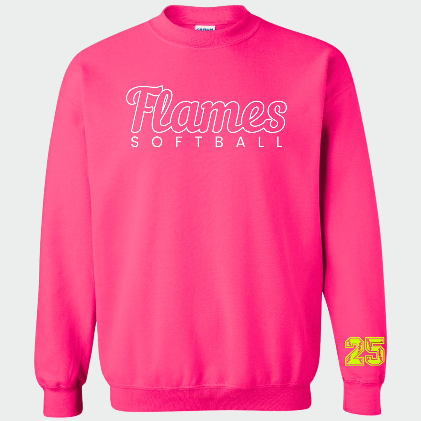 Flames Softball: *Personalized Sleeve* Crew Sweatshirt