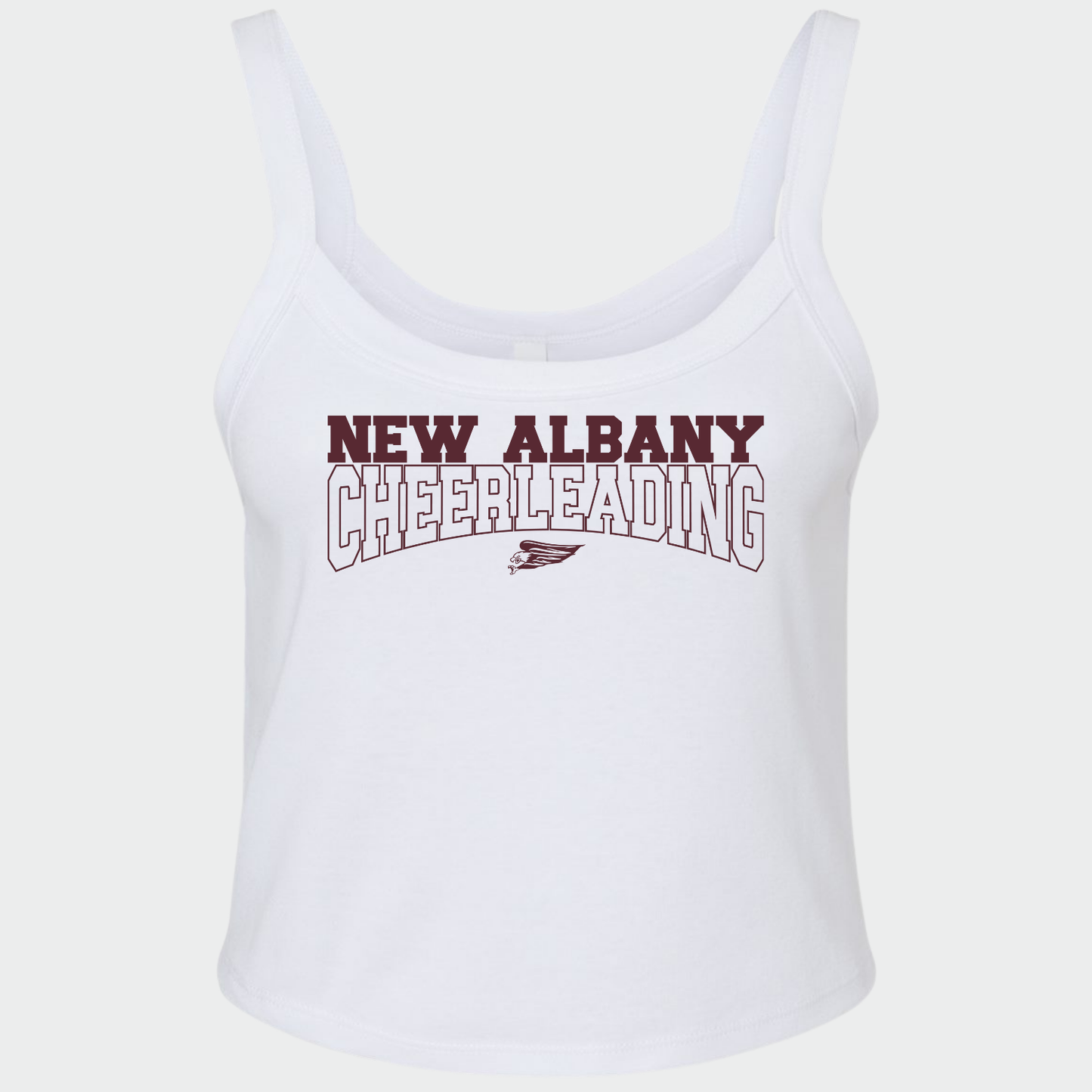 NAYCHEER: New Albany Cheerleading Women's Cropped Spaghetti Strap Tank Top