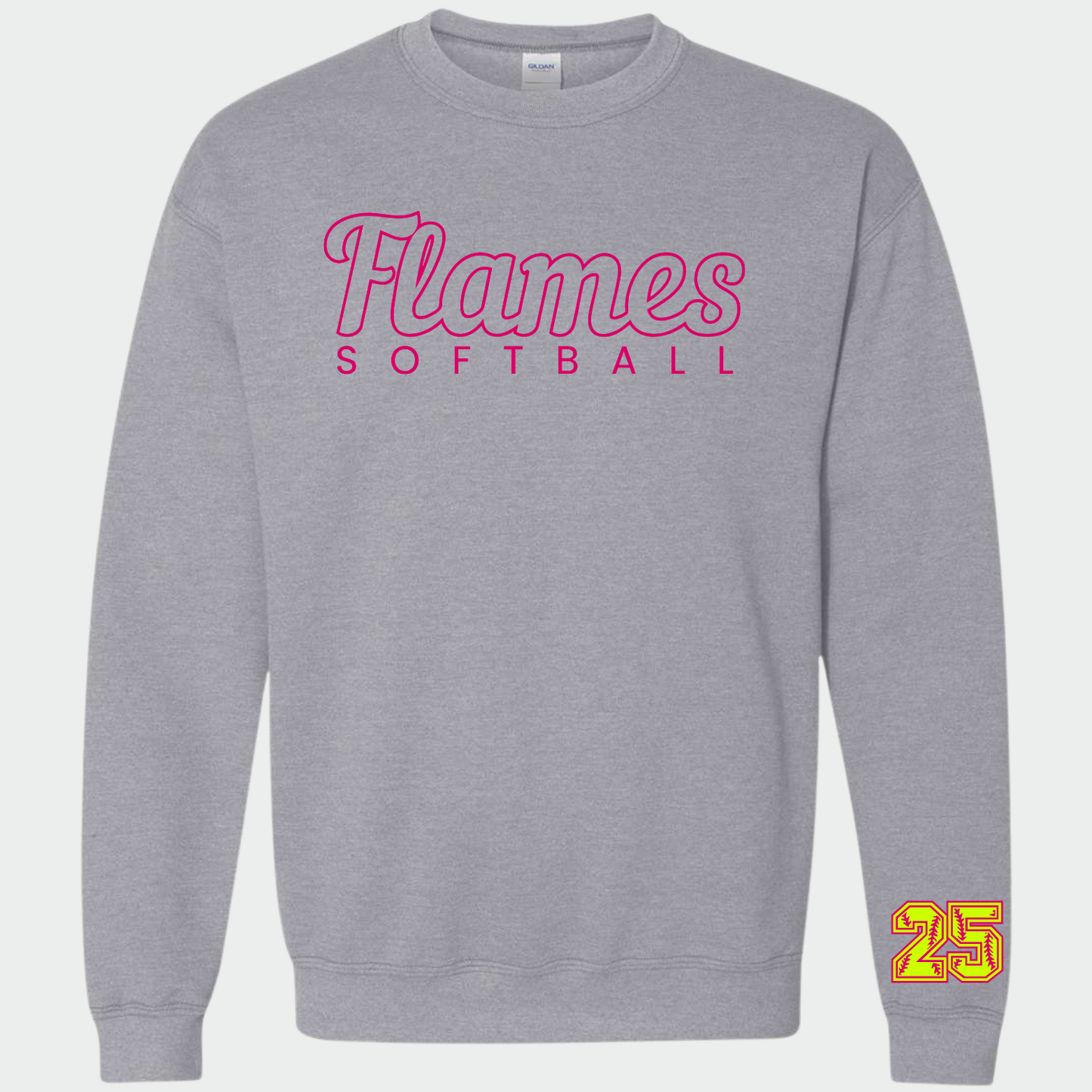 Flames Softball: *Personalized Sleeve* Crew Sweatshirt