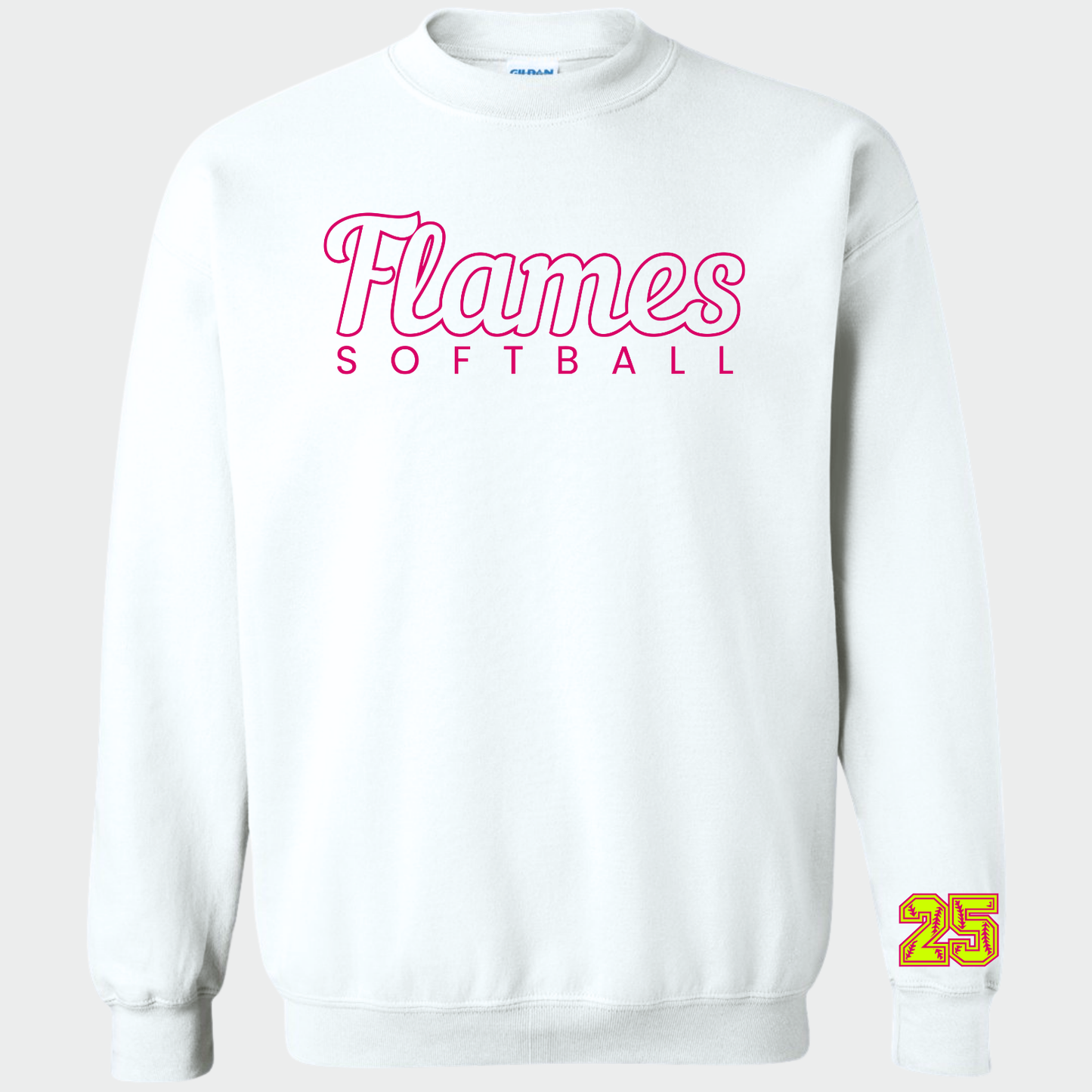 Flames Softball: *Personalized Sleeve* Crew Sweatshirt