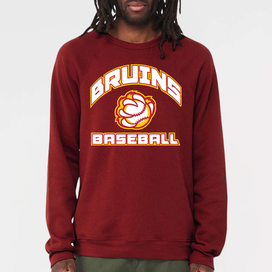 BRUINS: Baseball Claw Sponge Fleece Raglan Crew Sweatshirt