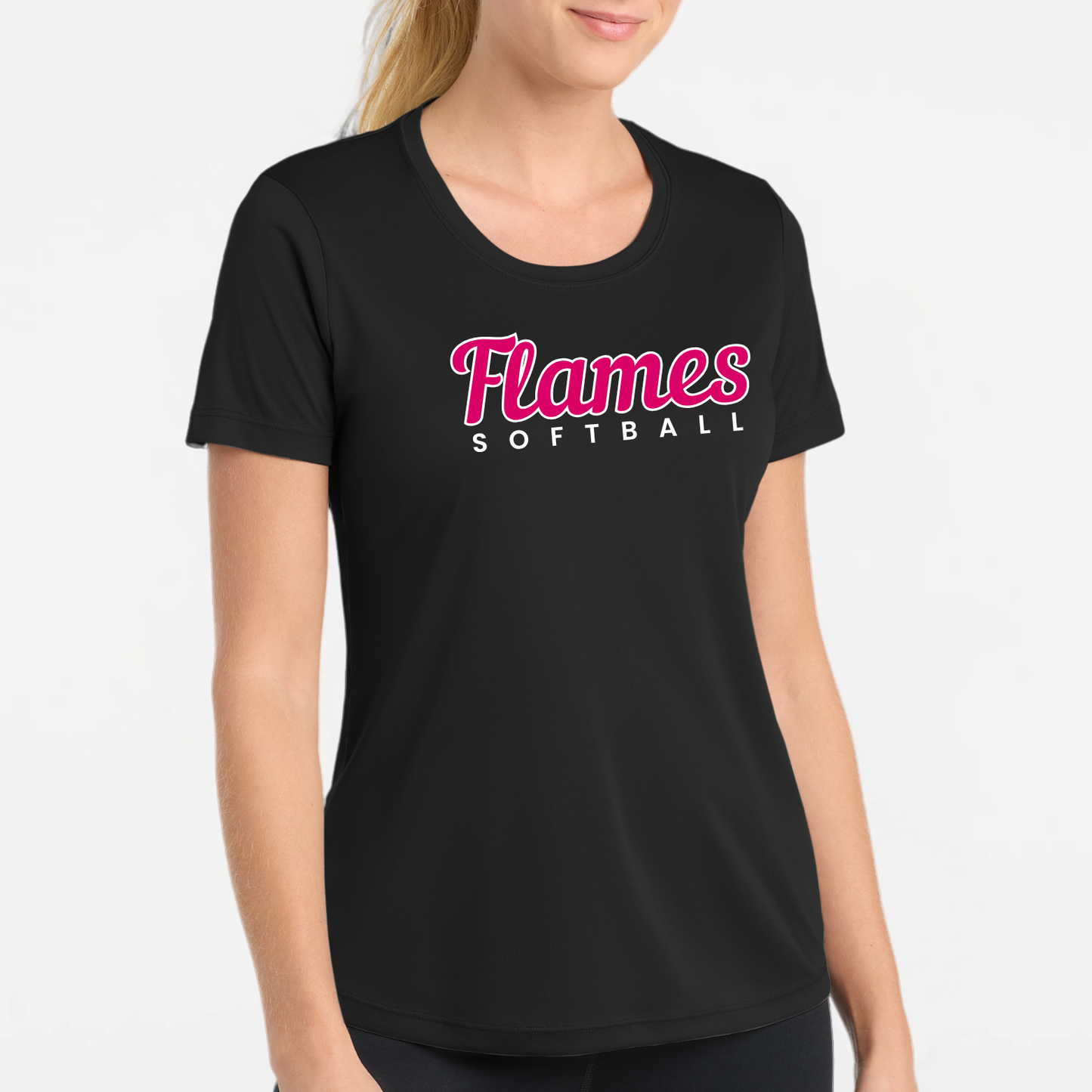 Flames Softball: Women's Scoop Neck Tech T-Shirt