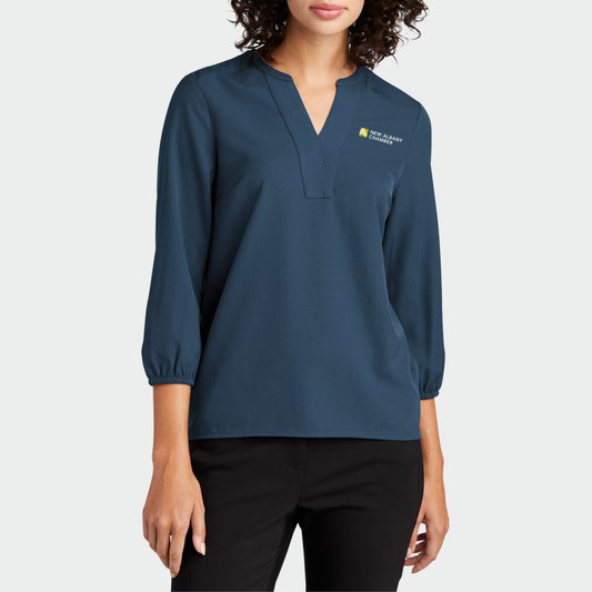 NA Chamber: Stretch Crepe 3/4 Sleeve Blouse