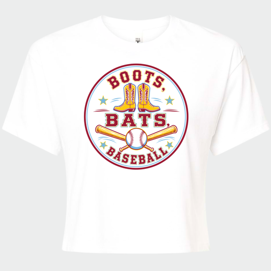 BRUINS: Boots, Bats & Baseball Women's Crop Tee