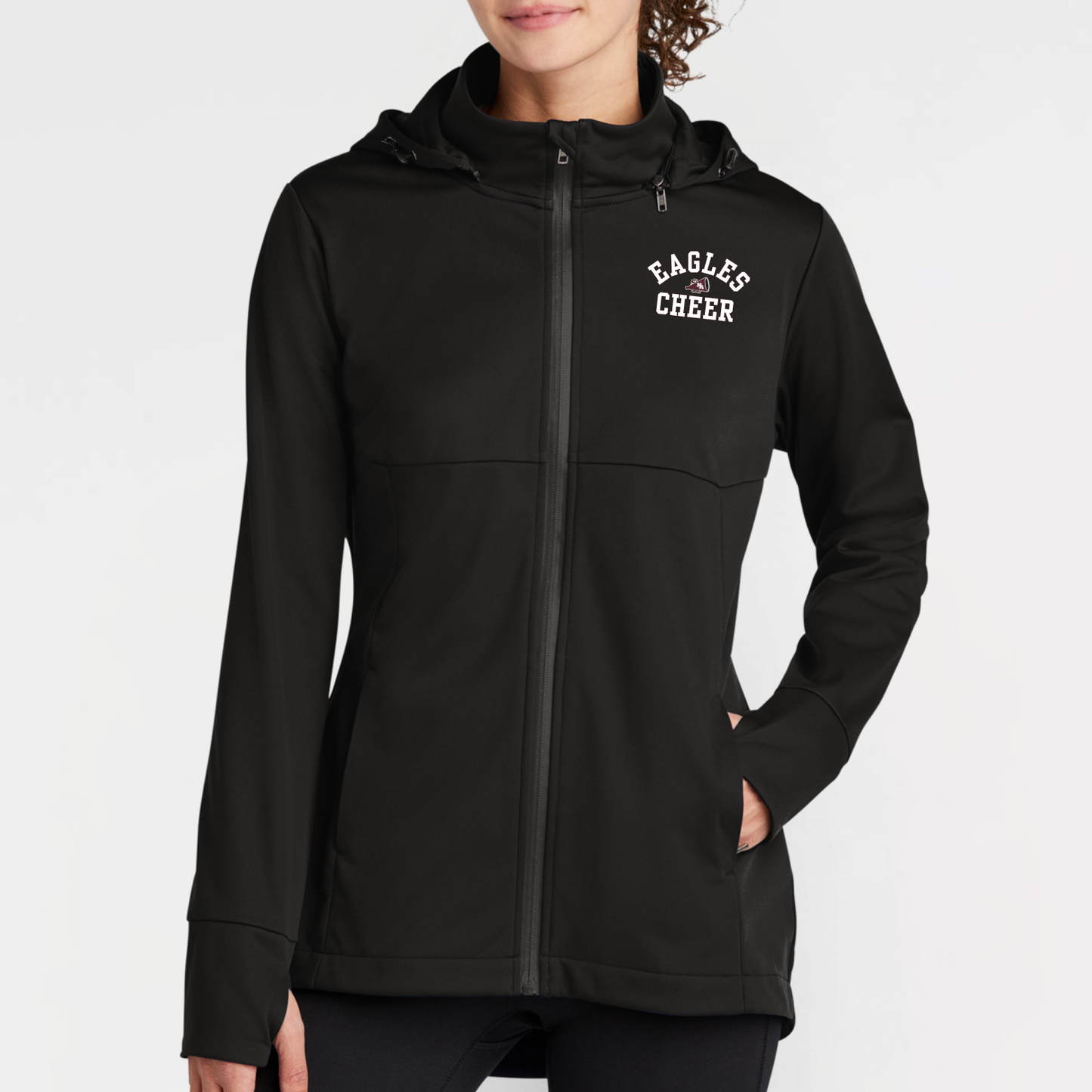 NAYCHEER: Eagles Cheer Women's Hooded Soft Shell Jacket