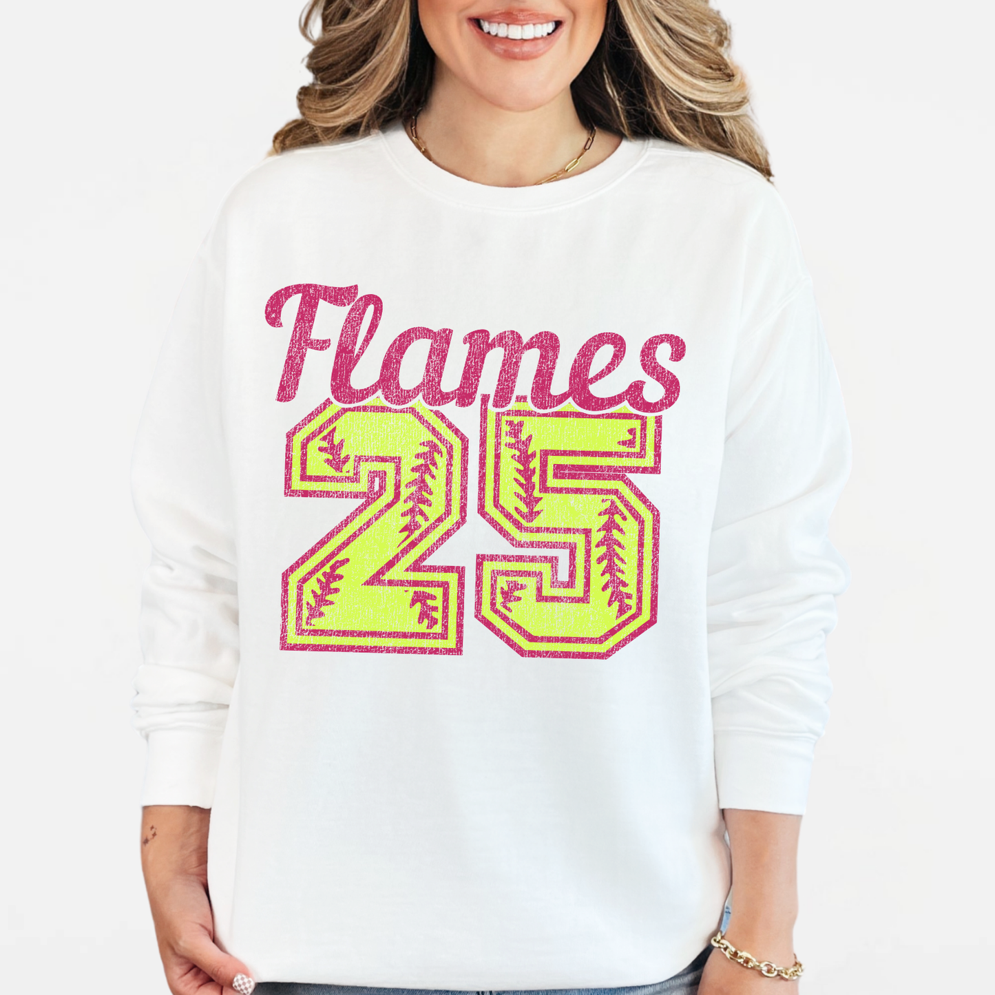 Flames Softball: Number Crew Sweatshirt