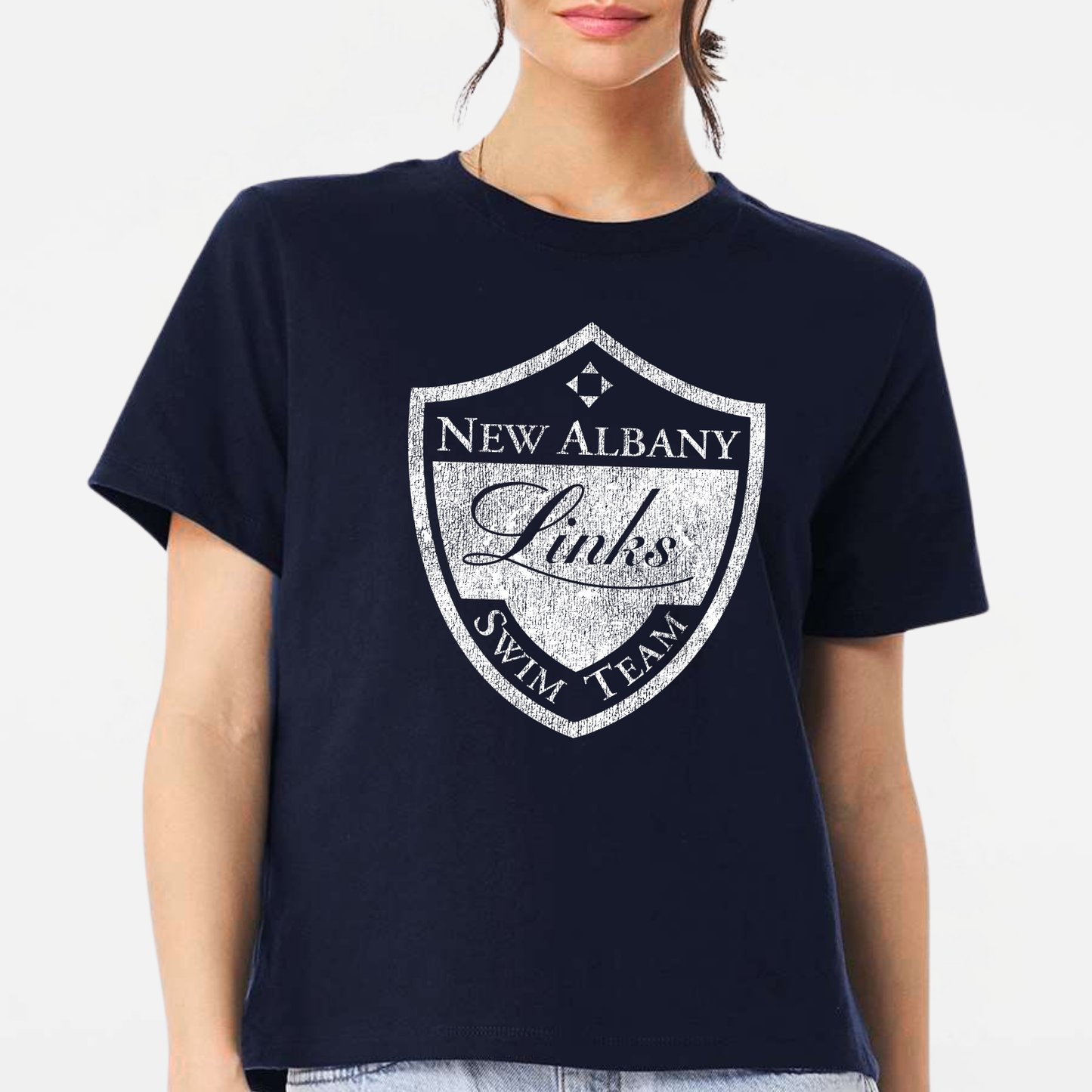 LINKSWIM: Distressed Crest Women's 6oz Heavyweight T-Shirt