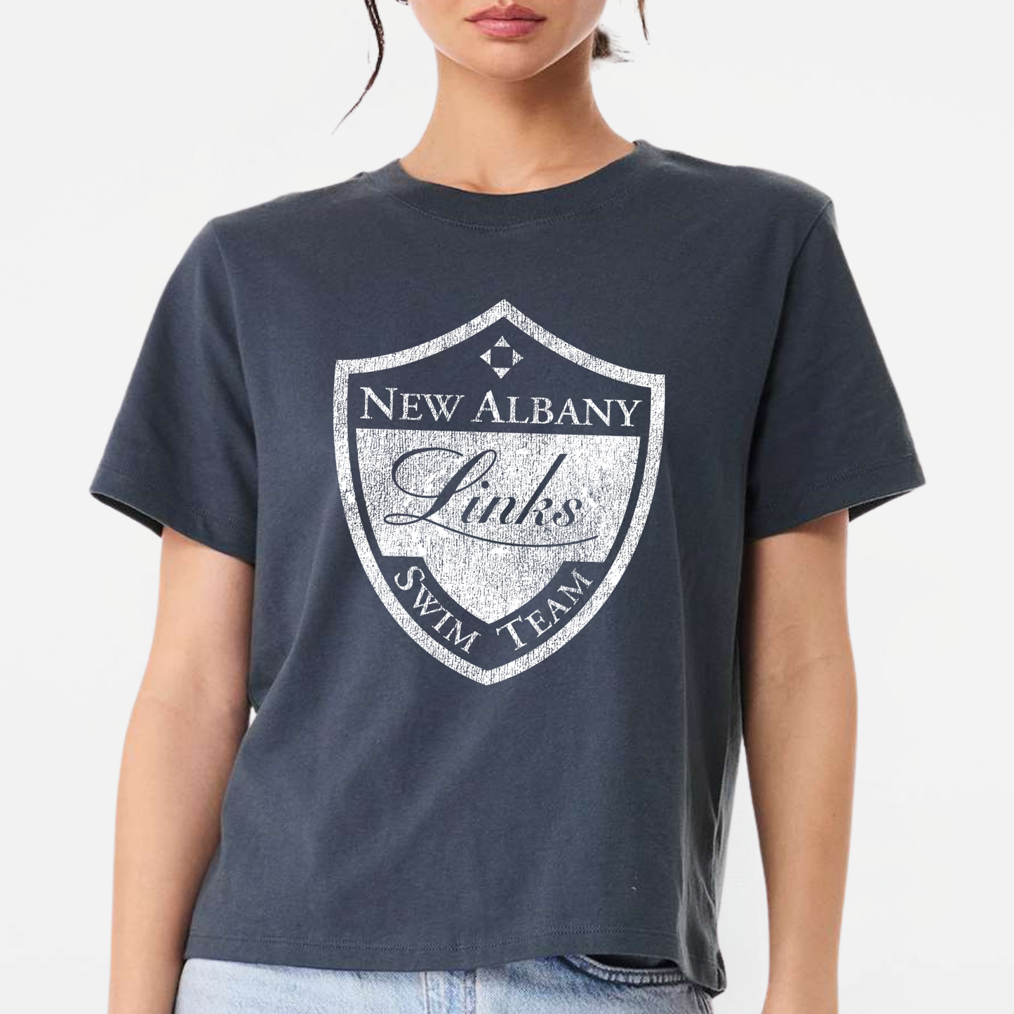LINKSWIM: Distressed Crest Women's 6oz Heavyweight T-Shirt