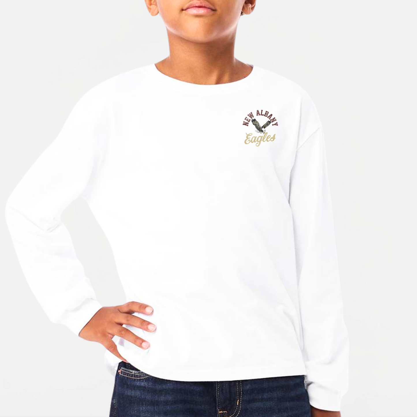 NAPTO: New Albany *Distressed Print* Collage 6oz Heavyweight Long Sleeve T-Shirt