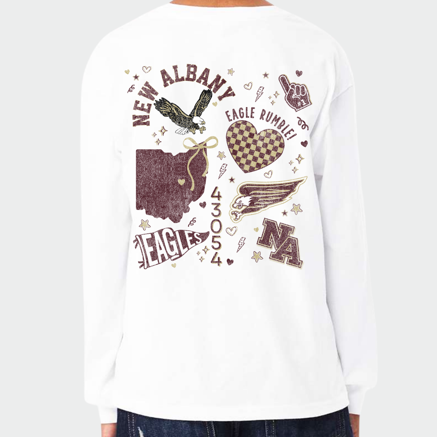 NAPTO: New Albany *Distressed Print* Collage 6oz Heavyweight Long Sleeve T-Shirt