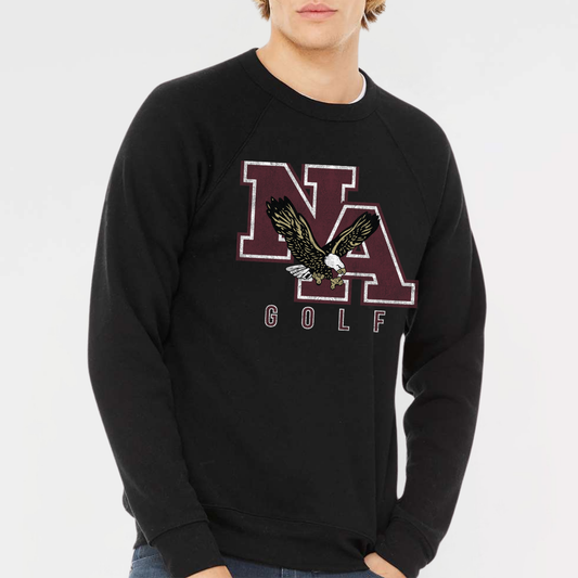 NAGOLF: *Distressed Print* Sponge Fleece Crew Sweatshirt