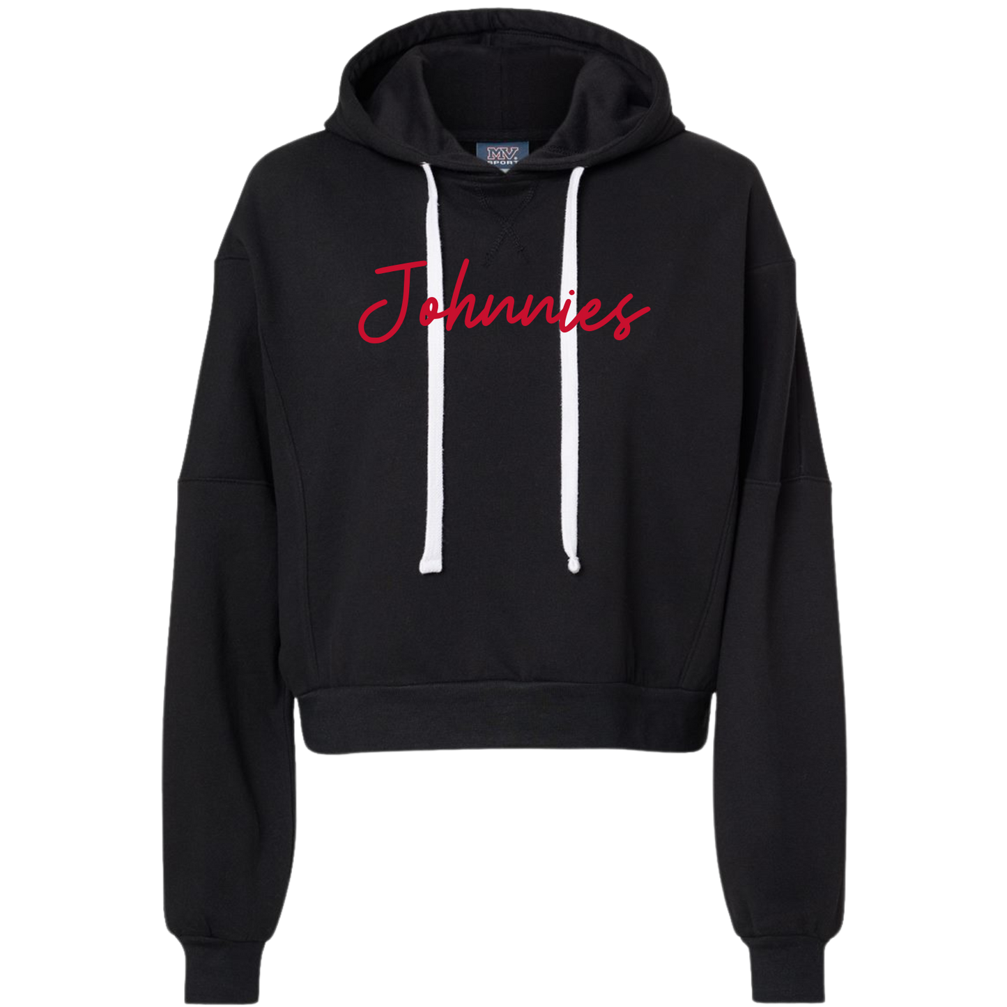 JYAA: Johnnies Thin Script Boxy Crop Hooded Sweatshirt