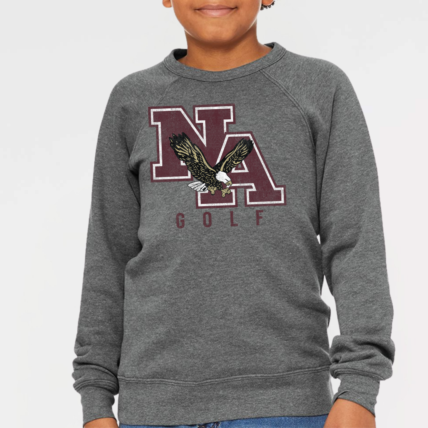 NAGOLF: *Distressed Print* Sponge Fleece Crew Sweatshirt
