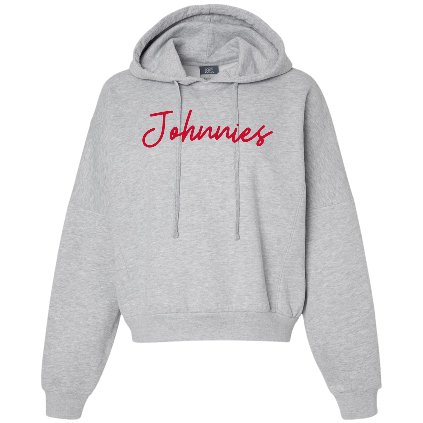 JYAA: Johnnies Thin Script Boxy Crop Hooded Sweatshirt