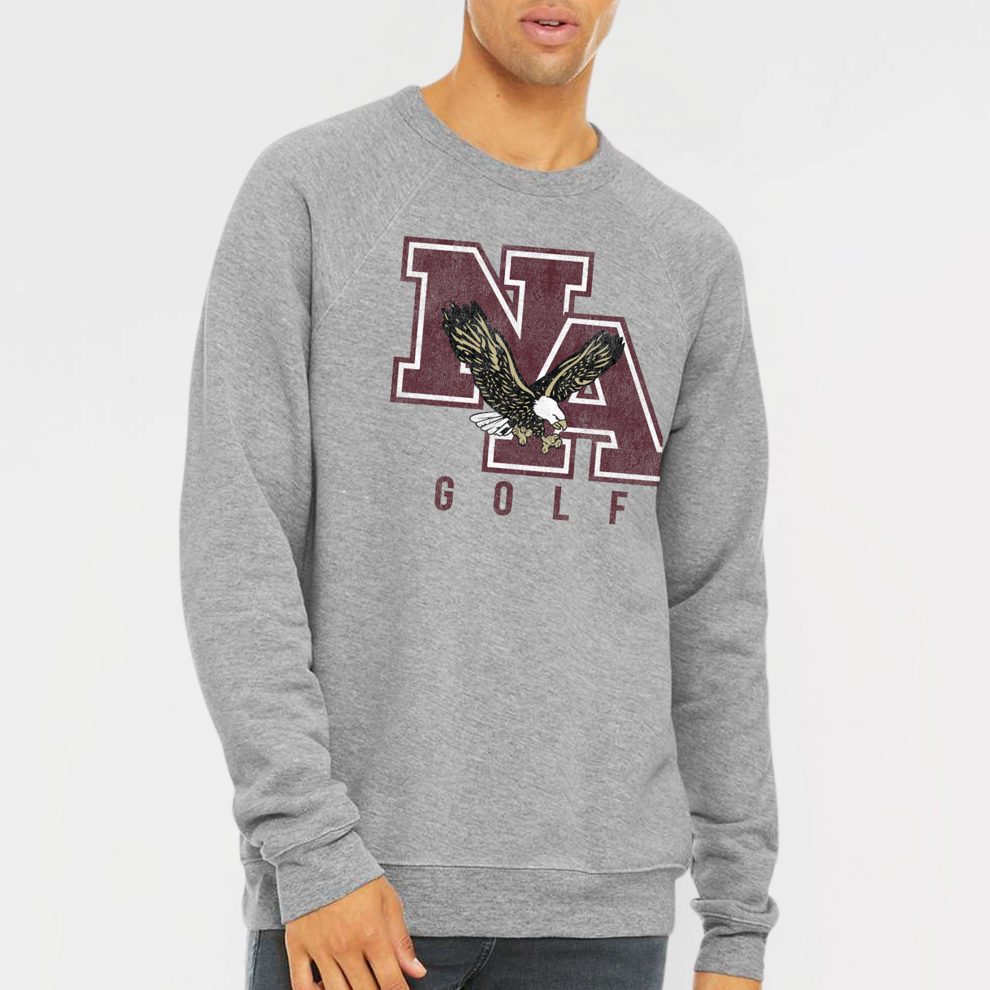 NAGOLF: *Distressed Print* Sponge Fleece Crew Sweatshirt