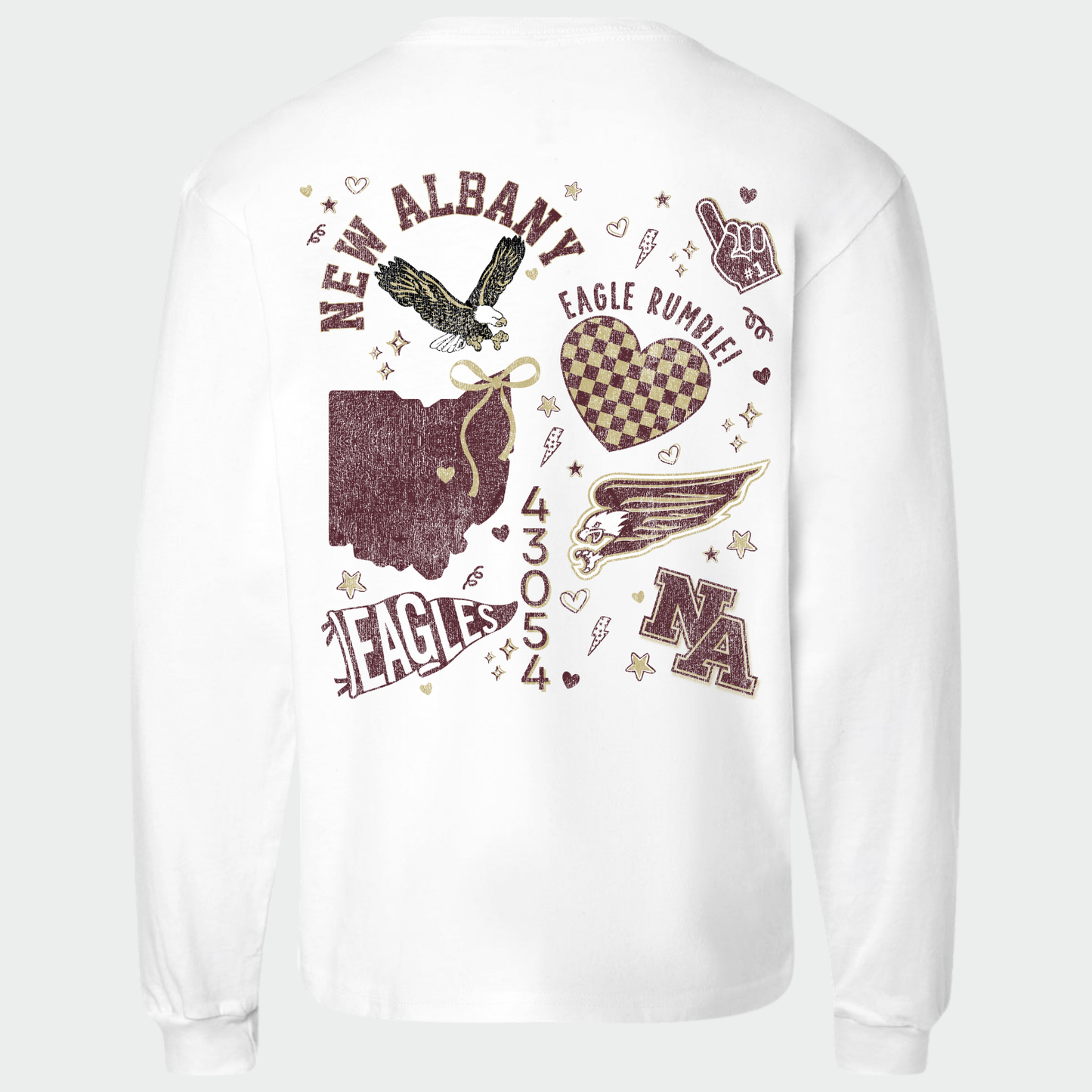 NAPTO: New Albany *Distressed Print* Collage 6oz Heavyweight Long Sleeve T-Shirt
