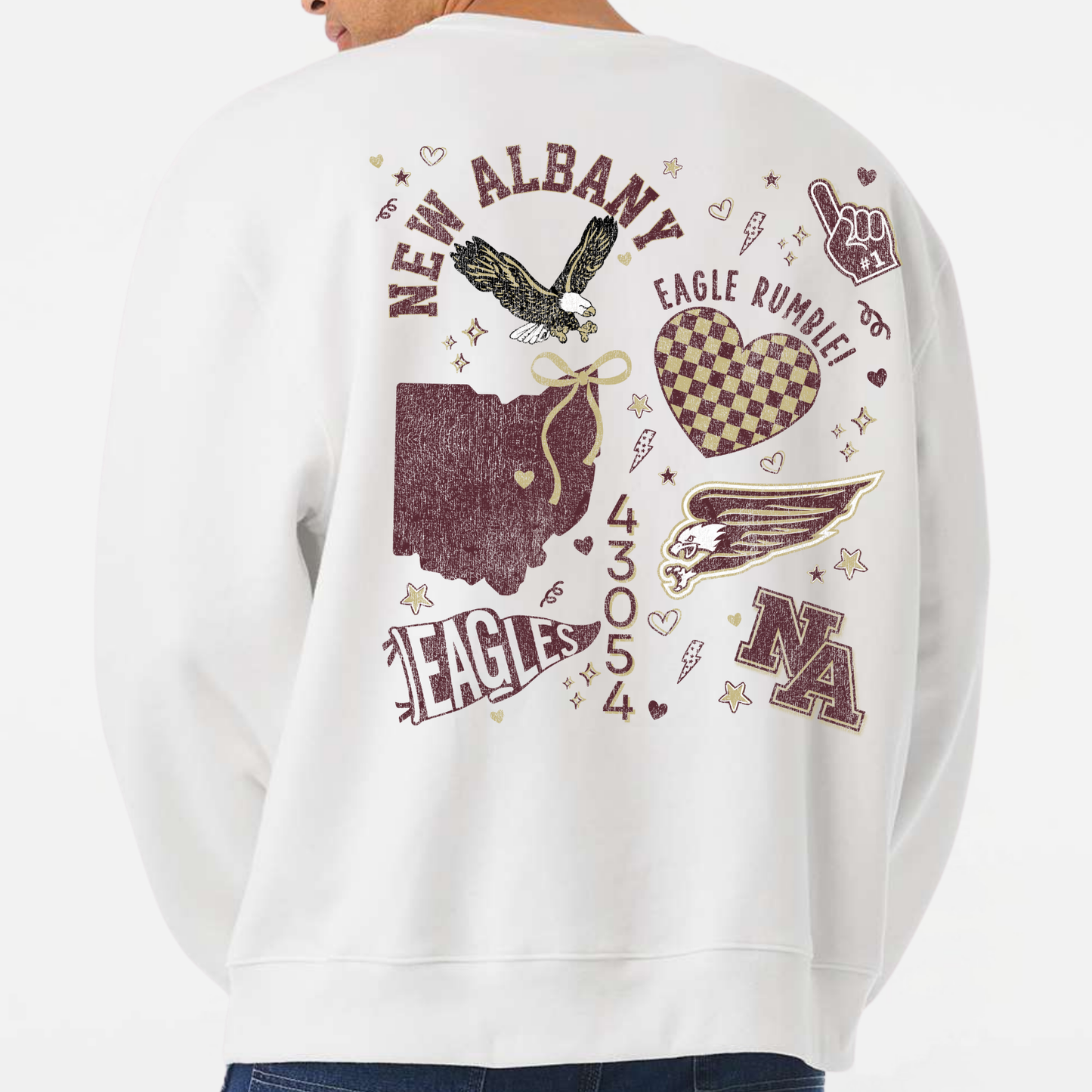 NAPTO: New Albany *Distressed Print* Collage 10oz Heavyweight Sweatshirt
