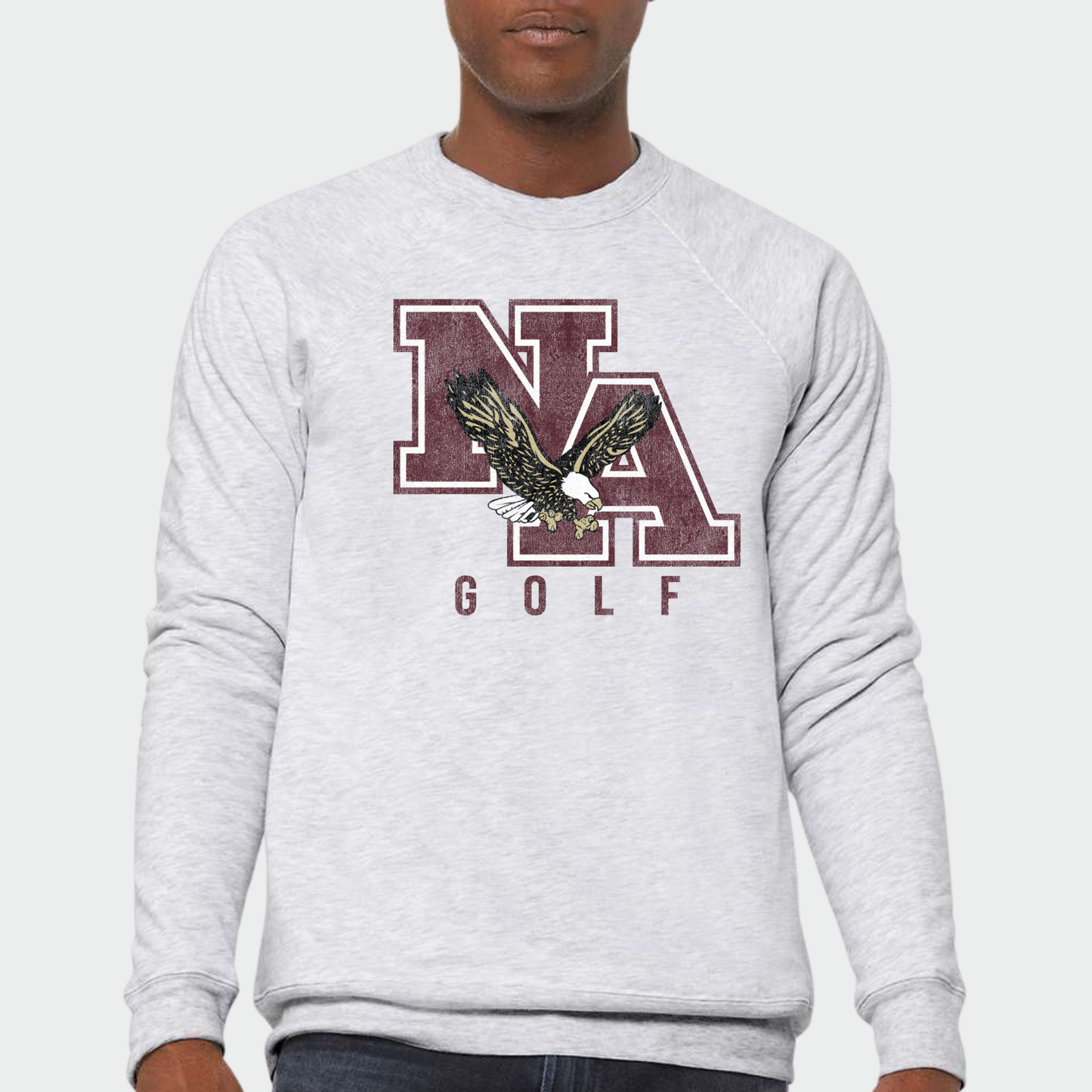 NAGOLF: *Distressed Print* Sponge Fleece Crew Sweatshirt