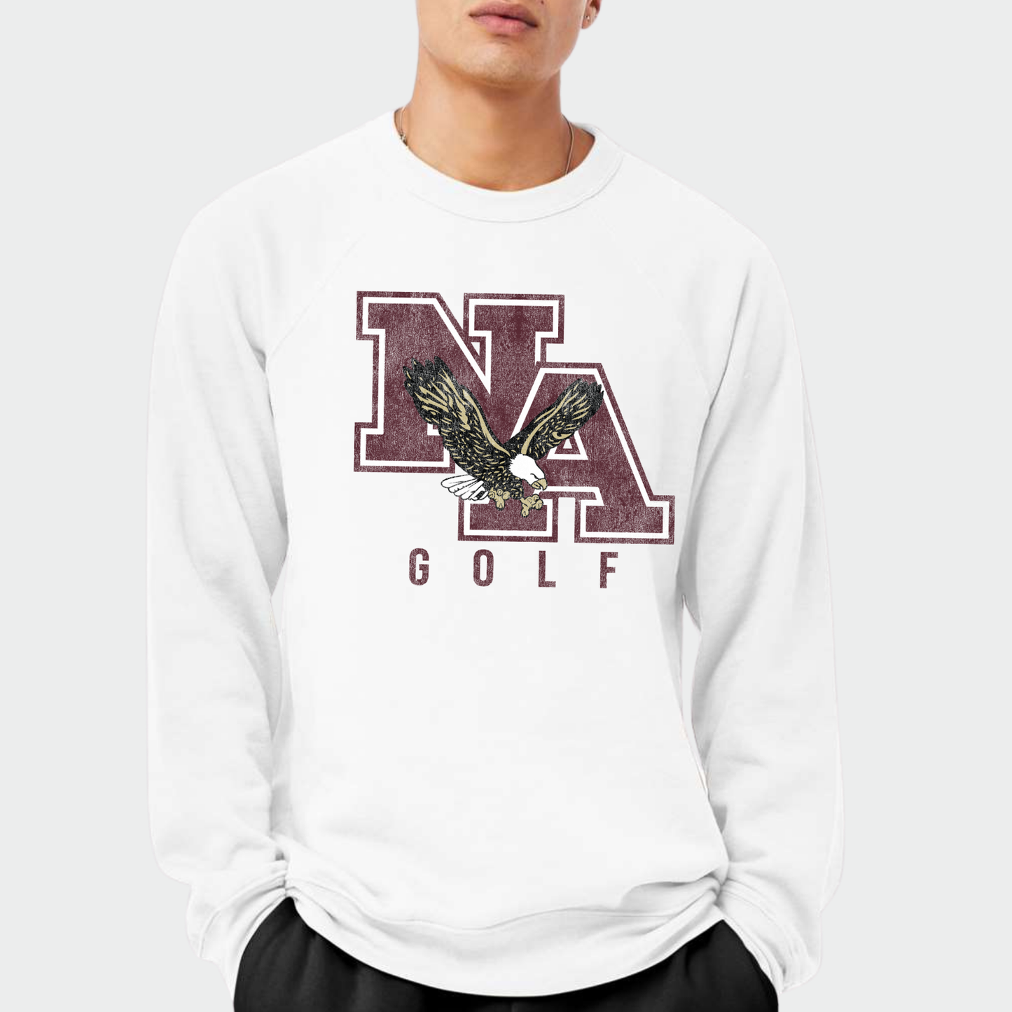 NAGOLF: *Distressed Print* Sponge Fleece Crew Sweatshirt