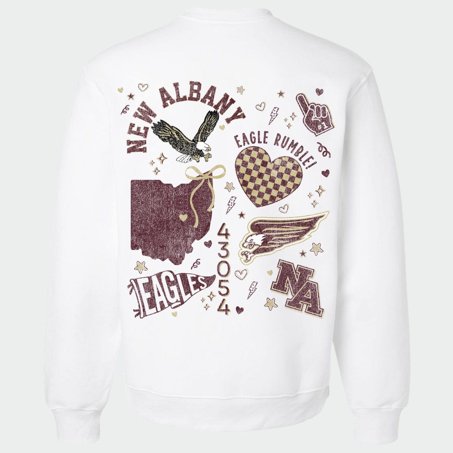 NAPTO: New Albany *Distressed Print* Collage 10oz Heavyweight Sweatshirt