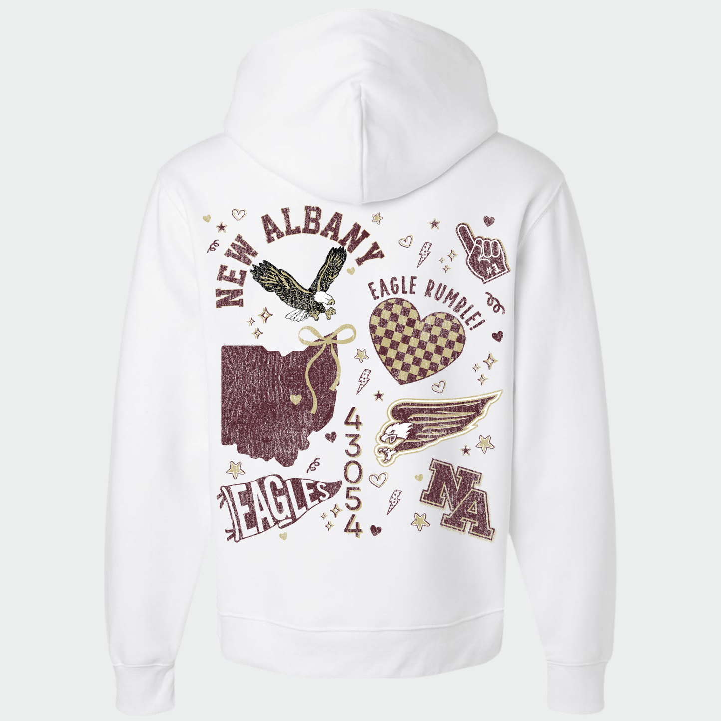 NAPTO: New Albany *Distressed Print* Collage 10oz Heavyweight Hooded Sweatshirt