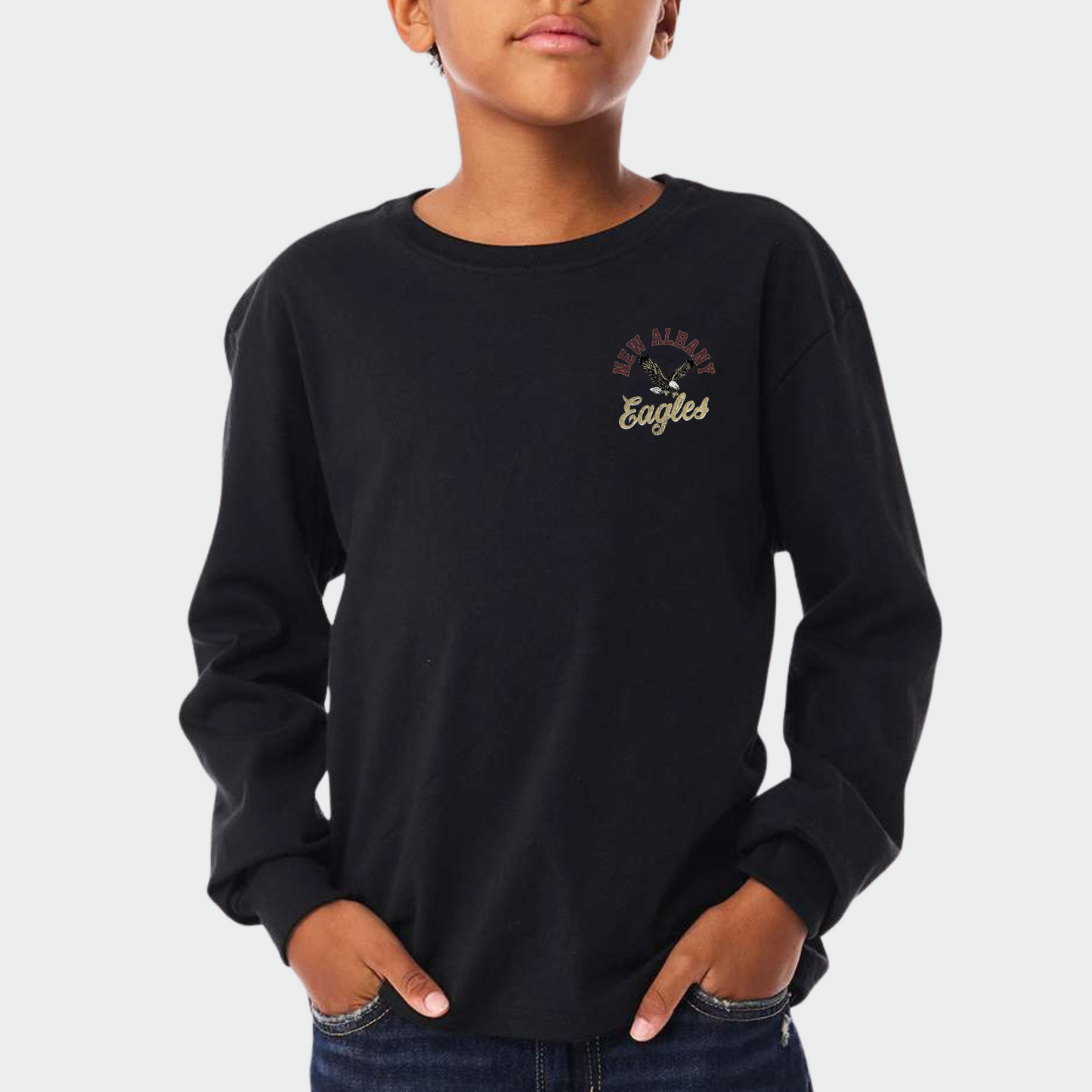 NAPTO: New Albany *Distressed Print* Collage 6oz Heavyweight Long Sleeve T-Shirt