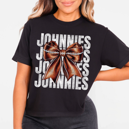 JYAA: Johnnies Football Bow *distressed* Women's T-Shirt