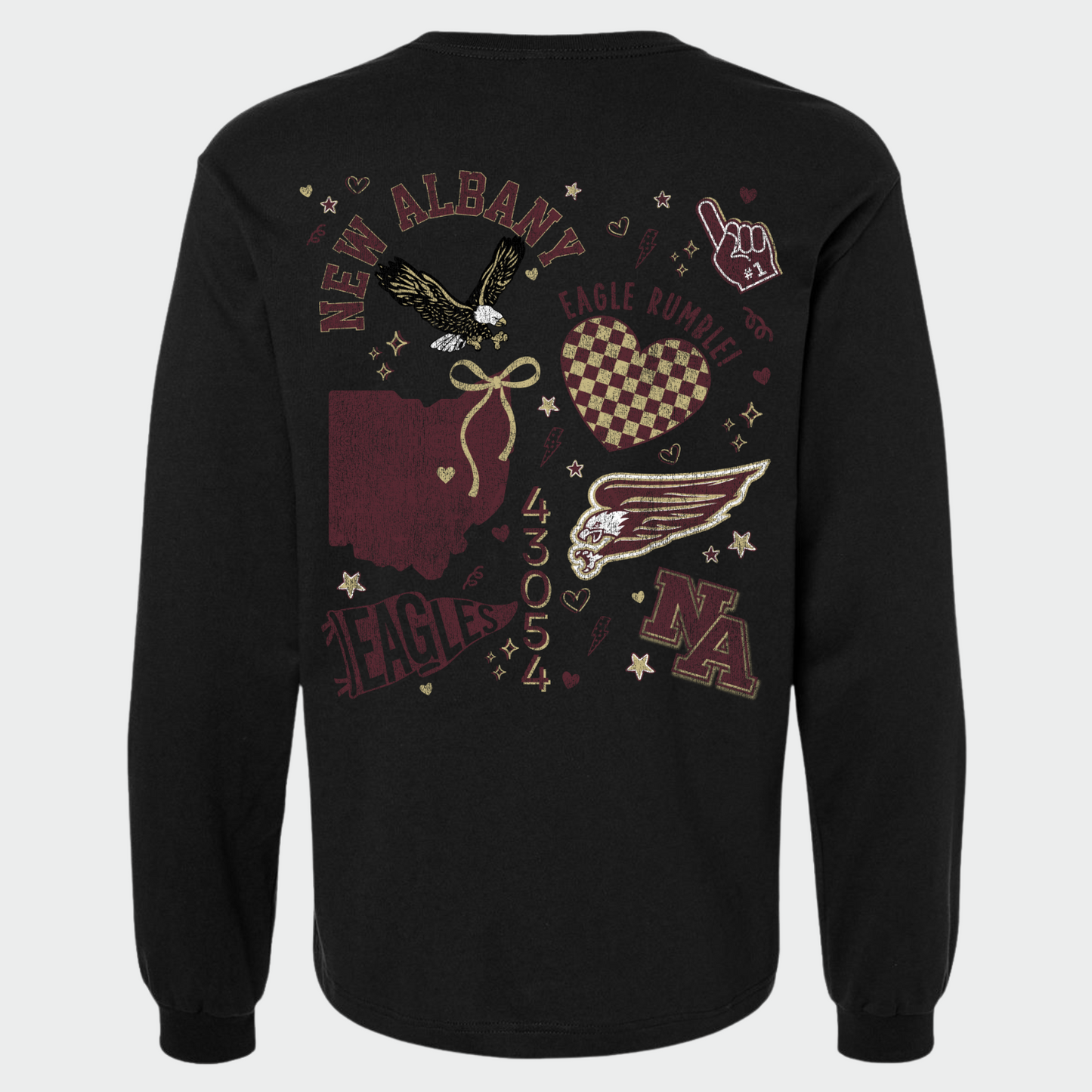 NAPTO: New Albany *Distressed Print* Collage 6oz Heavyweight Long Sleeve T-Shirt