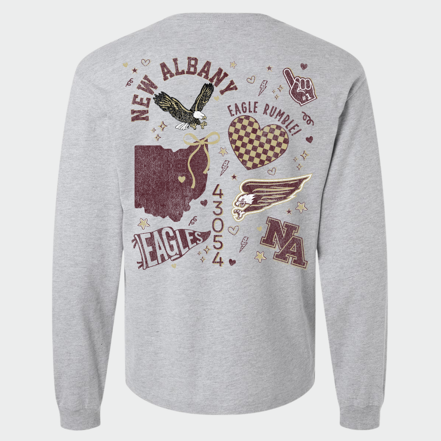 NAPTO: New Albany *Distressed Print* Collage 6oz Heavyweight Long Sleeve T-Shirt