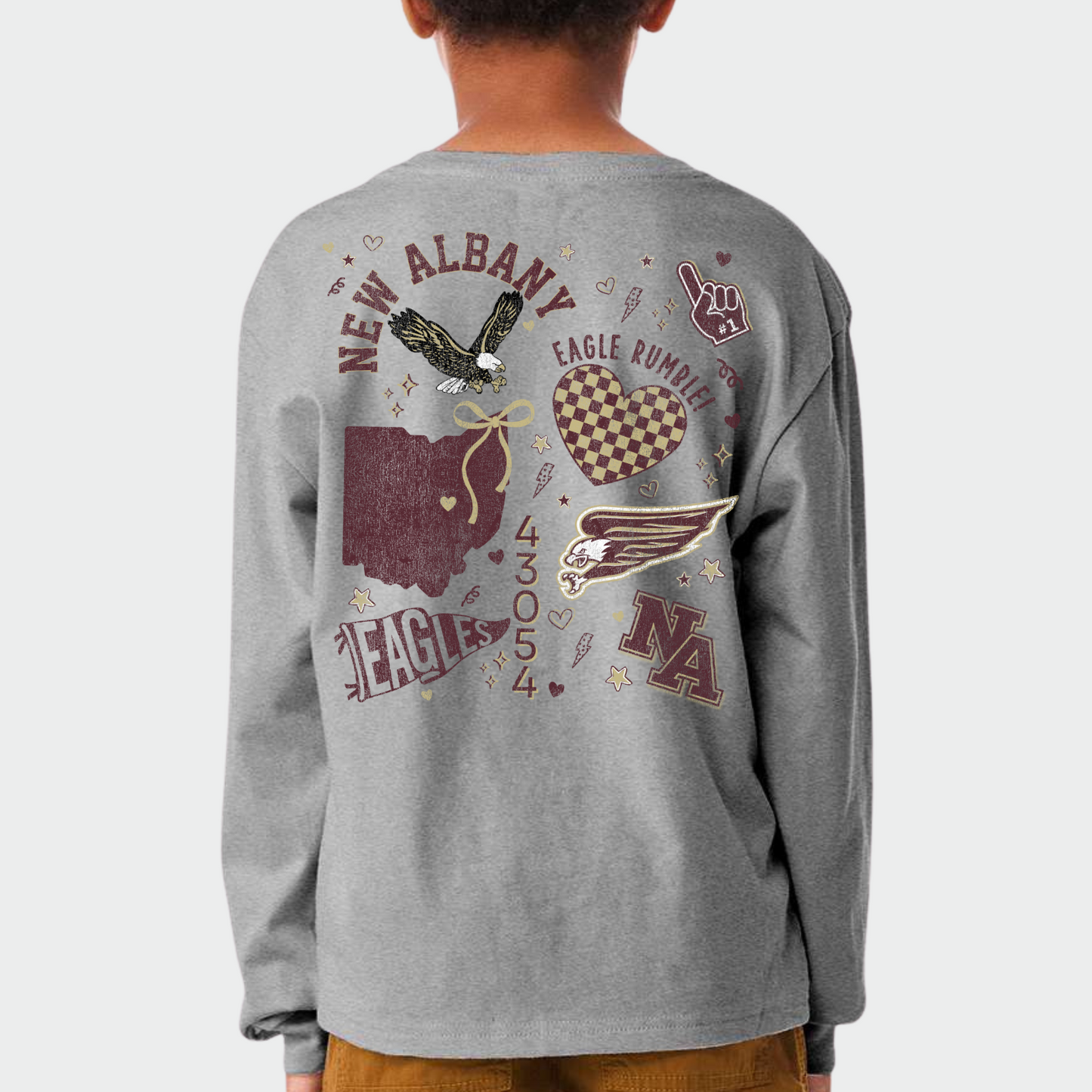 NAPTO: New Albany *Distressed Print* Collage 6oz Heavyweight Long Sleeve T-Shirt