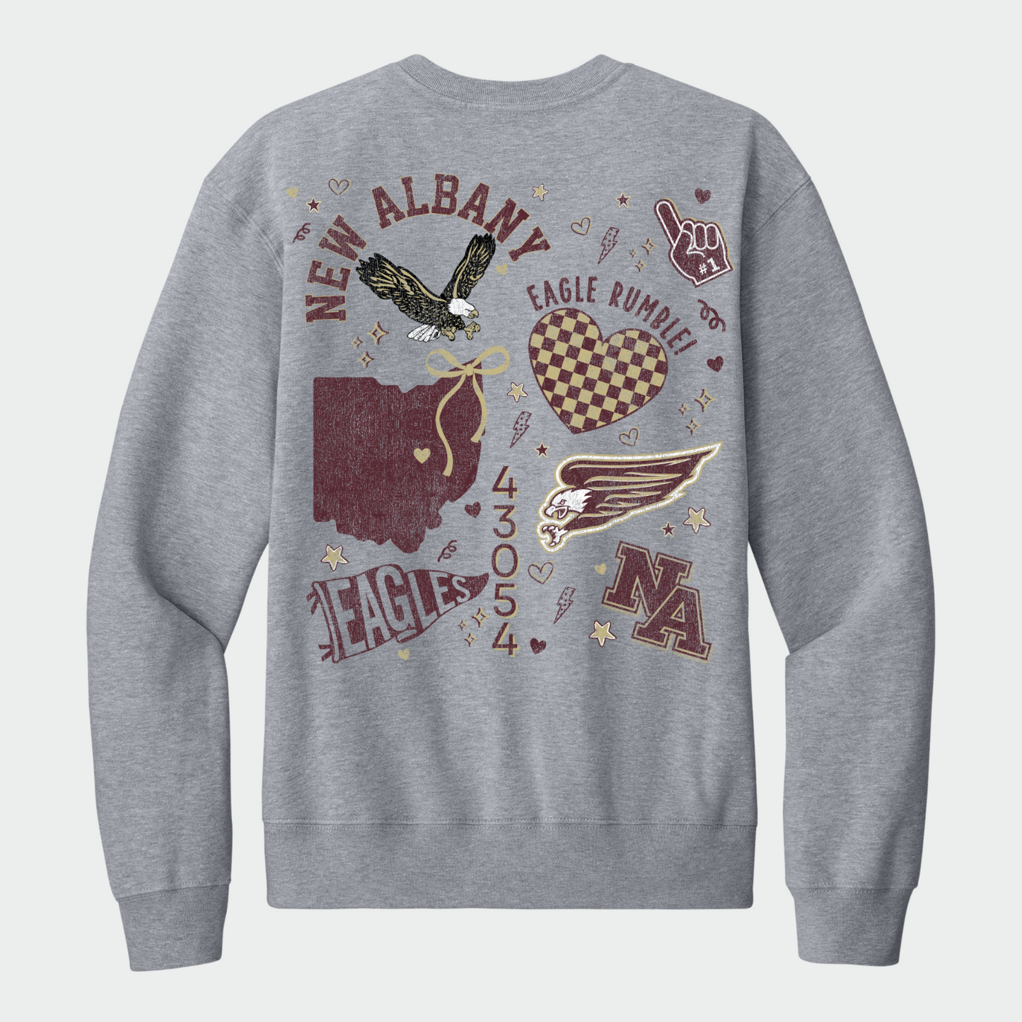 NAPTO: New Albany *Distressed Print* Collage 10oz Heavyweight Sweatshirt