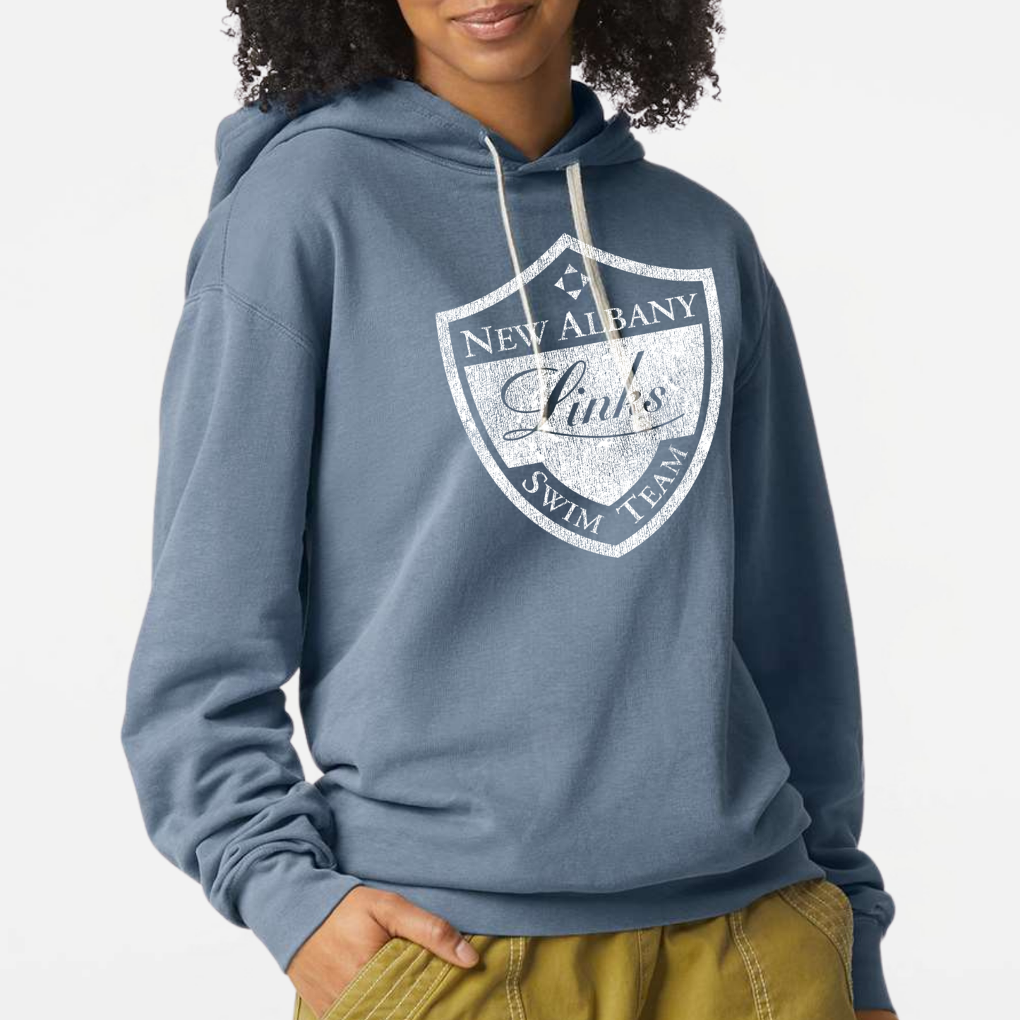 LINKSWIM: Distressed Crest Lightweight Comfort Colors Hooded Sweatshirt