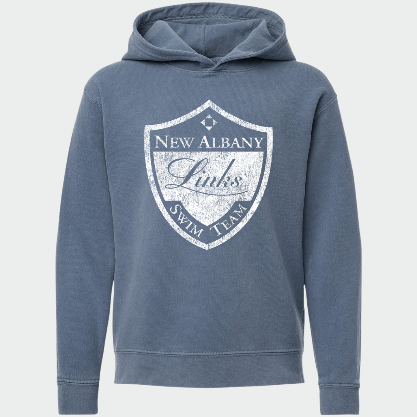 LINKSWIM: Distressed Crest Lightweight Comfort Colors Hooded Sweatshirt