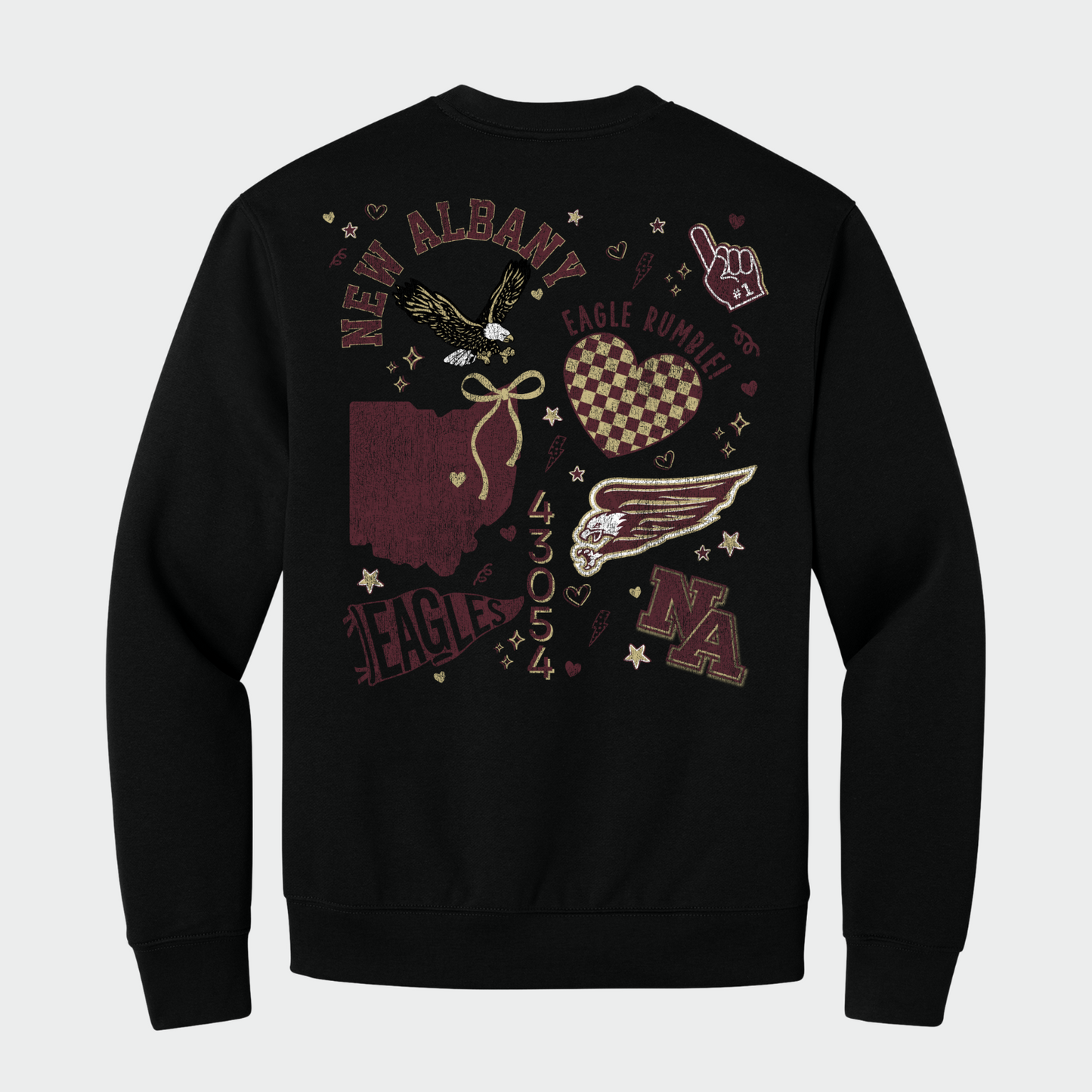 NAPTO: New Albany *Distressed Print* Collage 10oz Heavyweight Sweatshirt