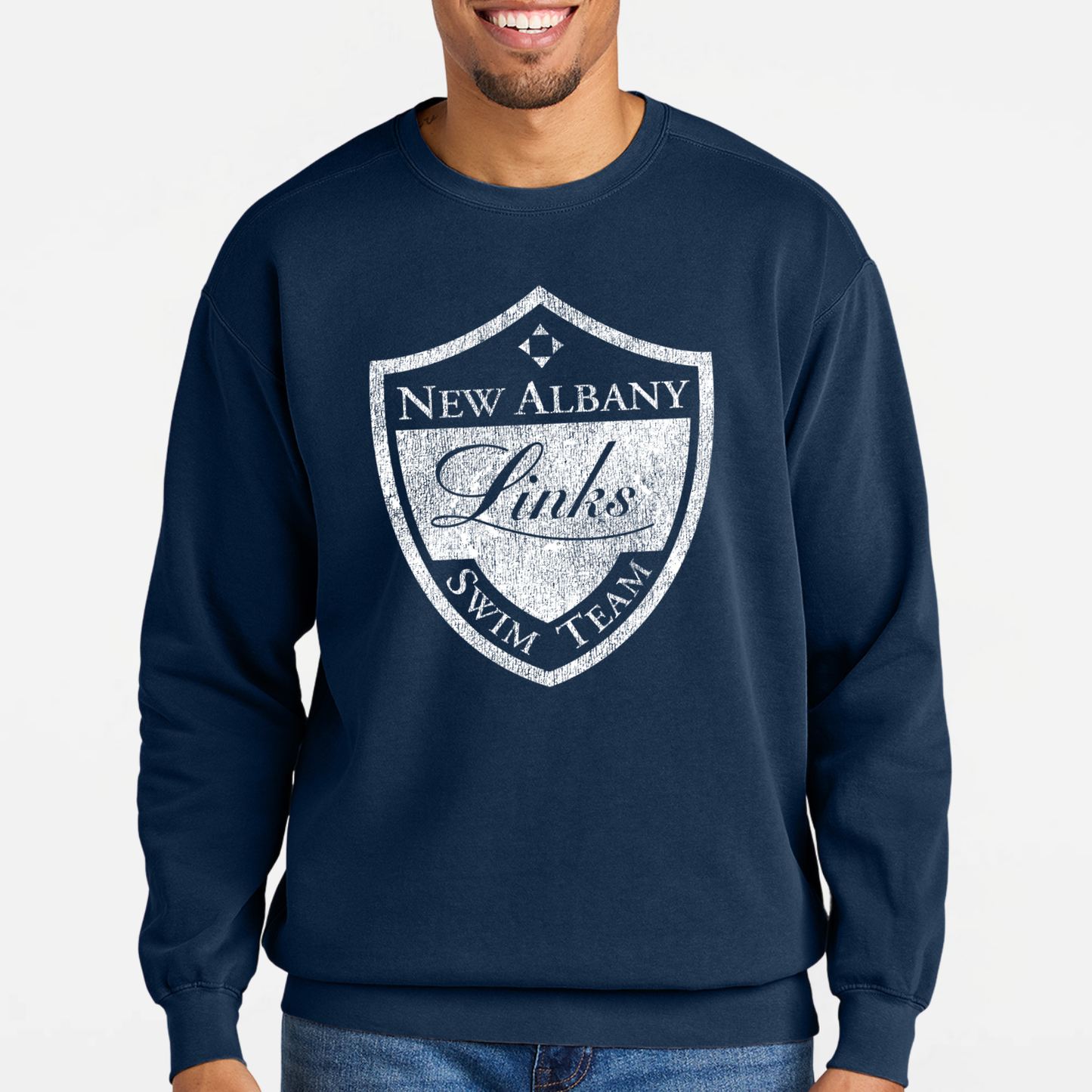LINKSWIM: Distressed Crest Comfort Colors® Sweatshirt