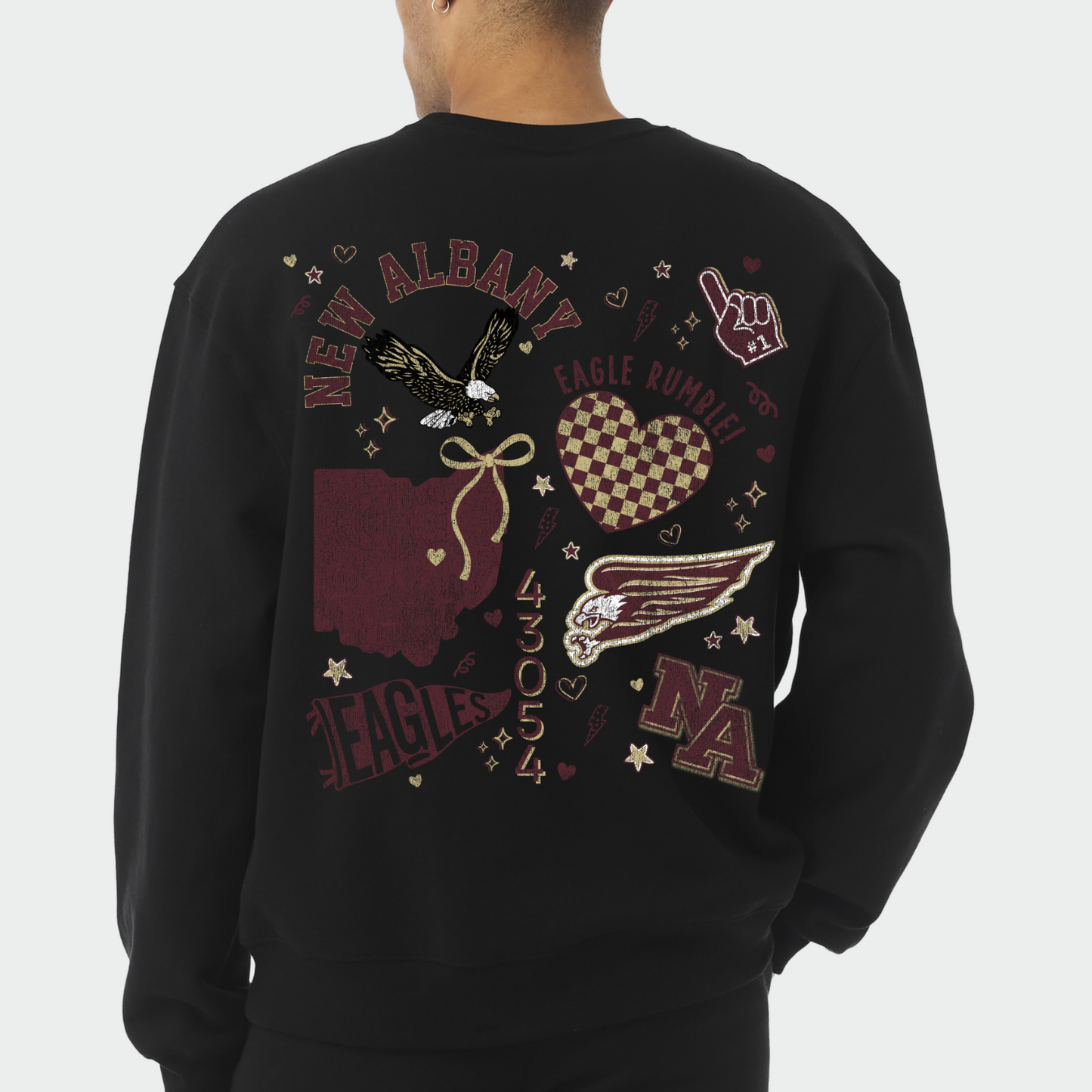 NAPTO: New Albany *Distressed Print* Collage 10oz Heavyweight Sweatshirt