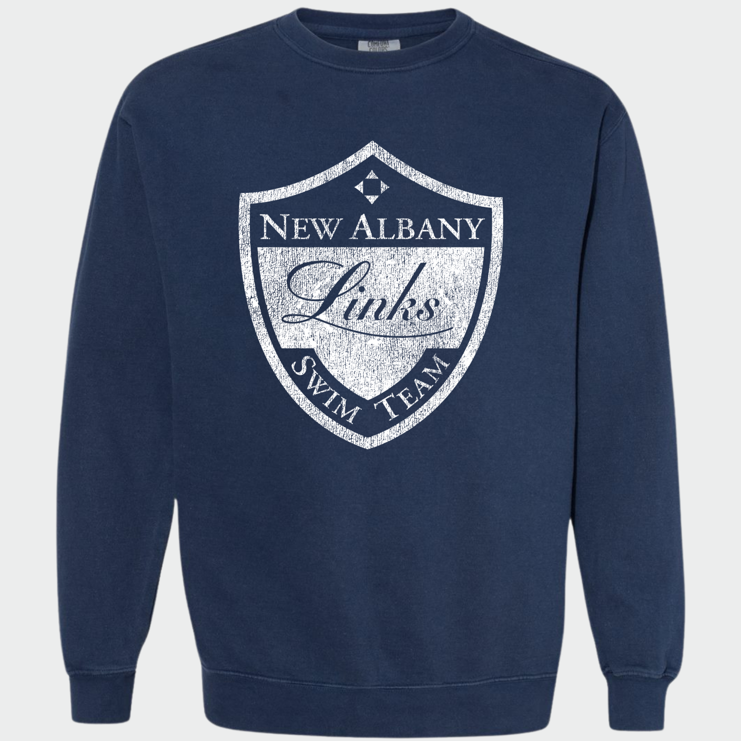 LINKSWIM: Distressed Crest Comfort Colors® Sweatshirt