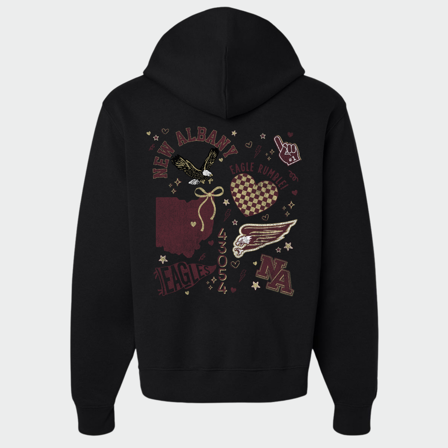 NAPTO: New Albany *Distressed Print* Collage 10oz Heavyweight Hooded Sweatshirt