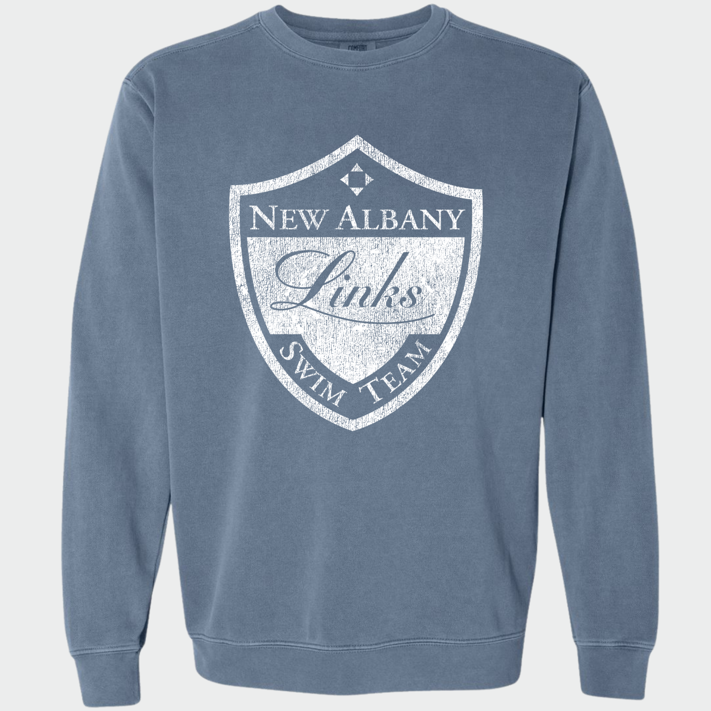 LINKSWIM: Distressed Crest Comfort Colors® Sweatshirt